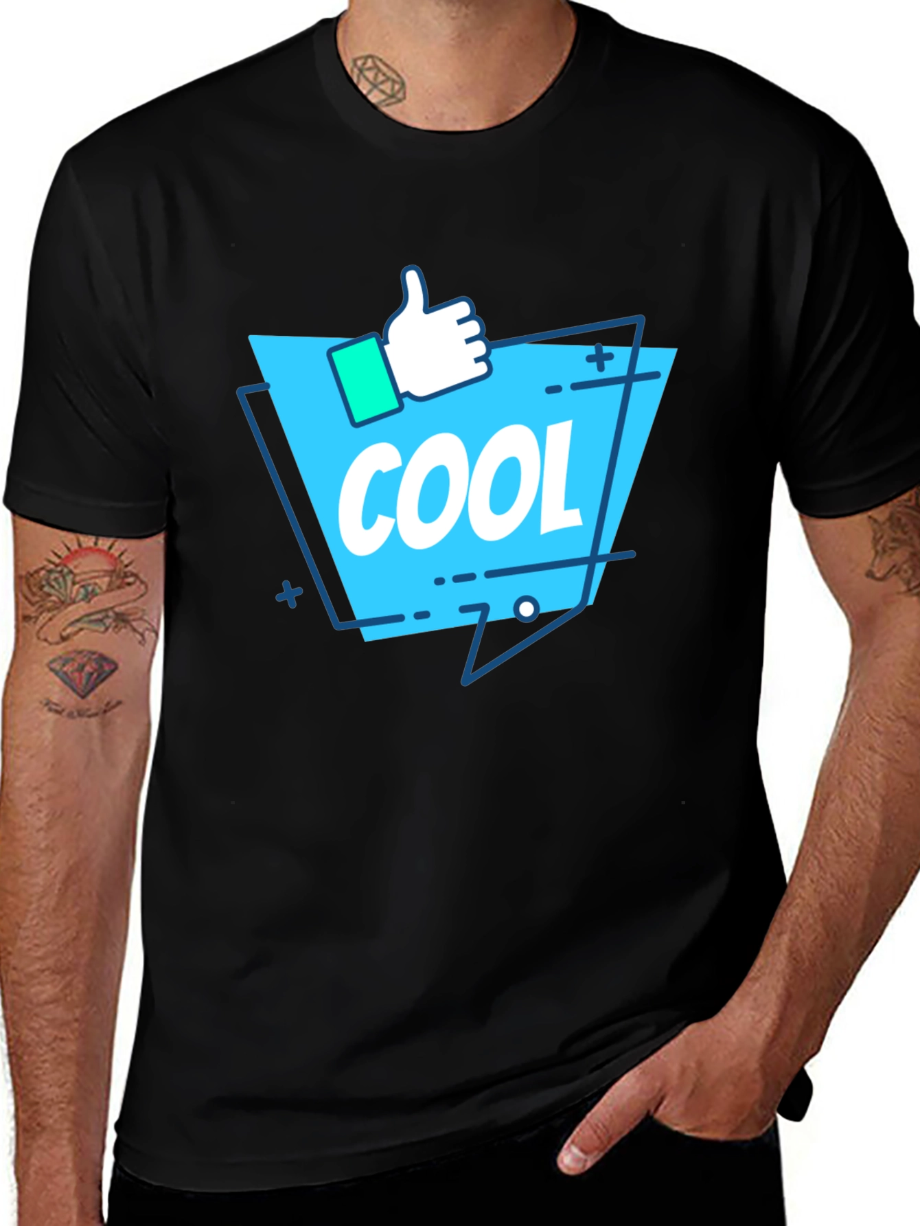 Cool Thumbs Up Graphic Tee - Stylish Men's Black T-Shirt