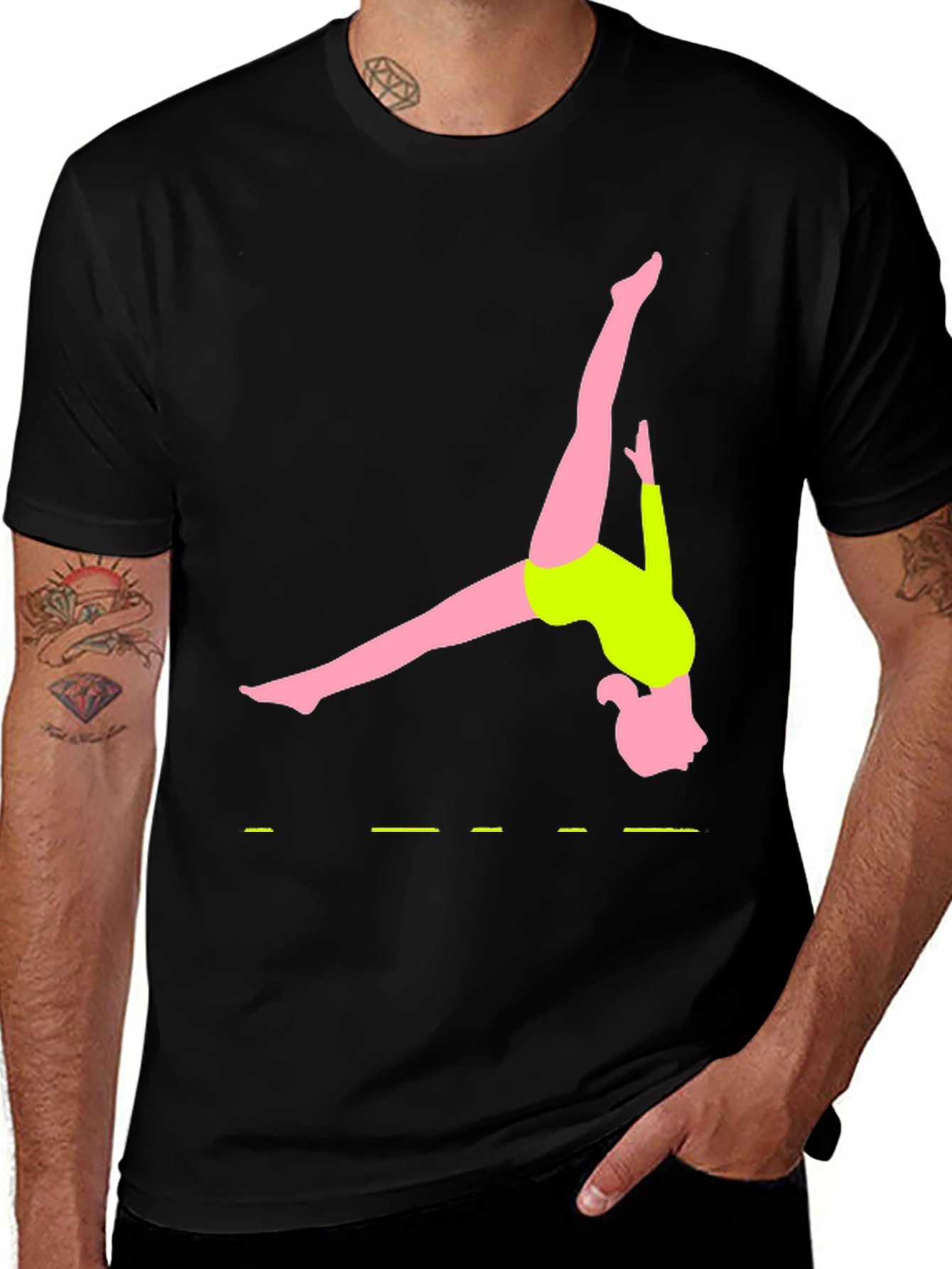 Variant 25 of Gymnast Graphic Tee - Black Cotton T-Shirt