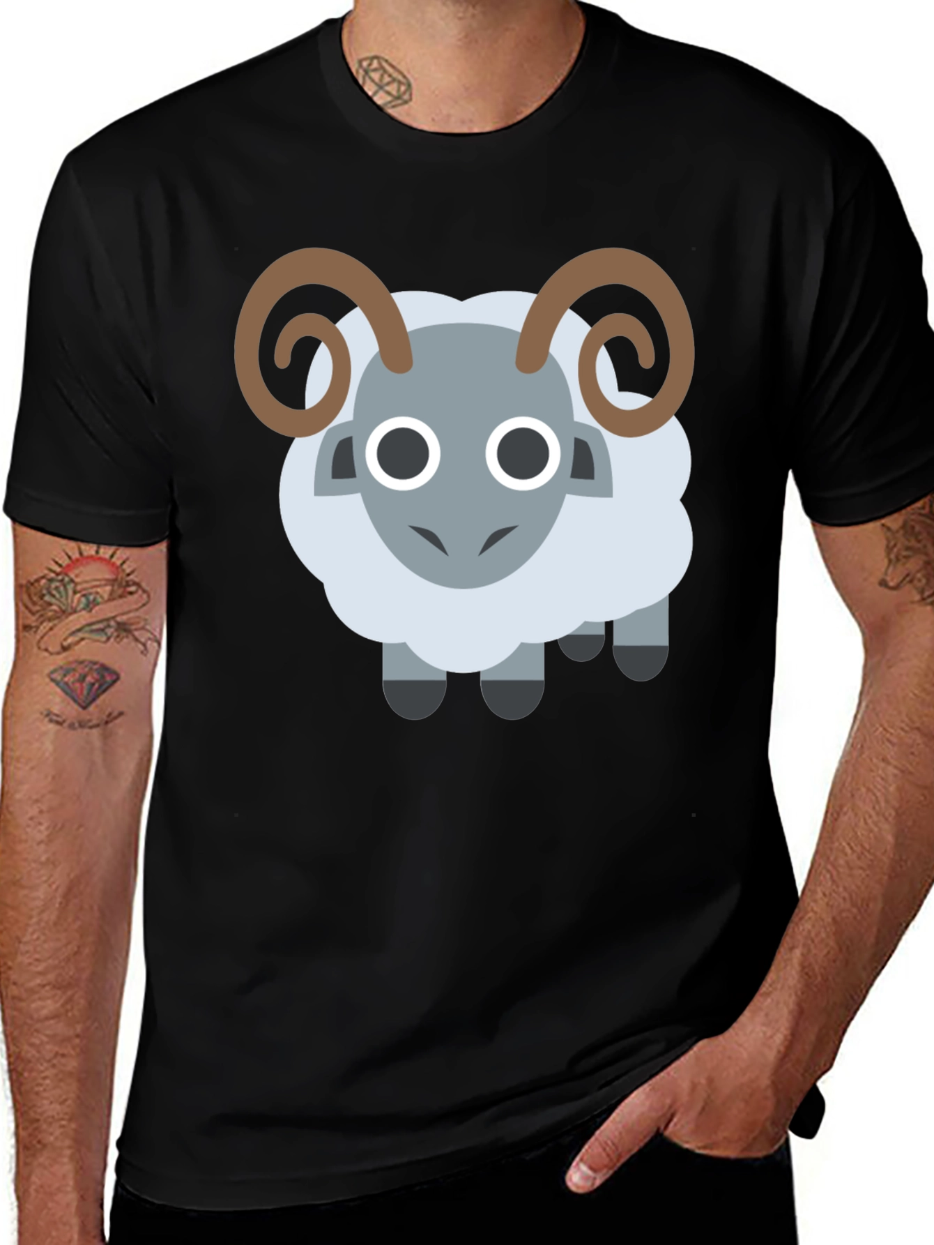 Variant 18 of Ram Emoji Black T-Shirt