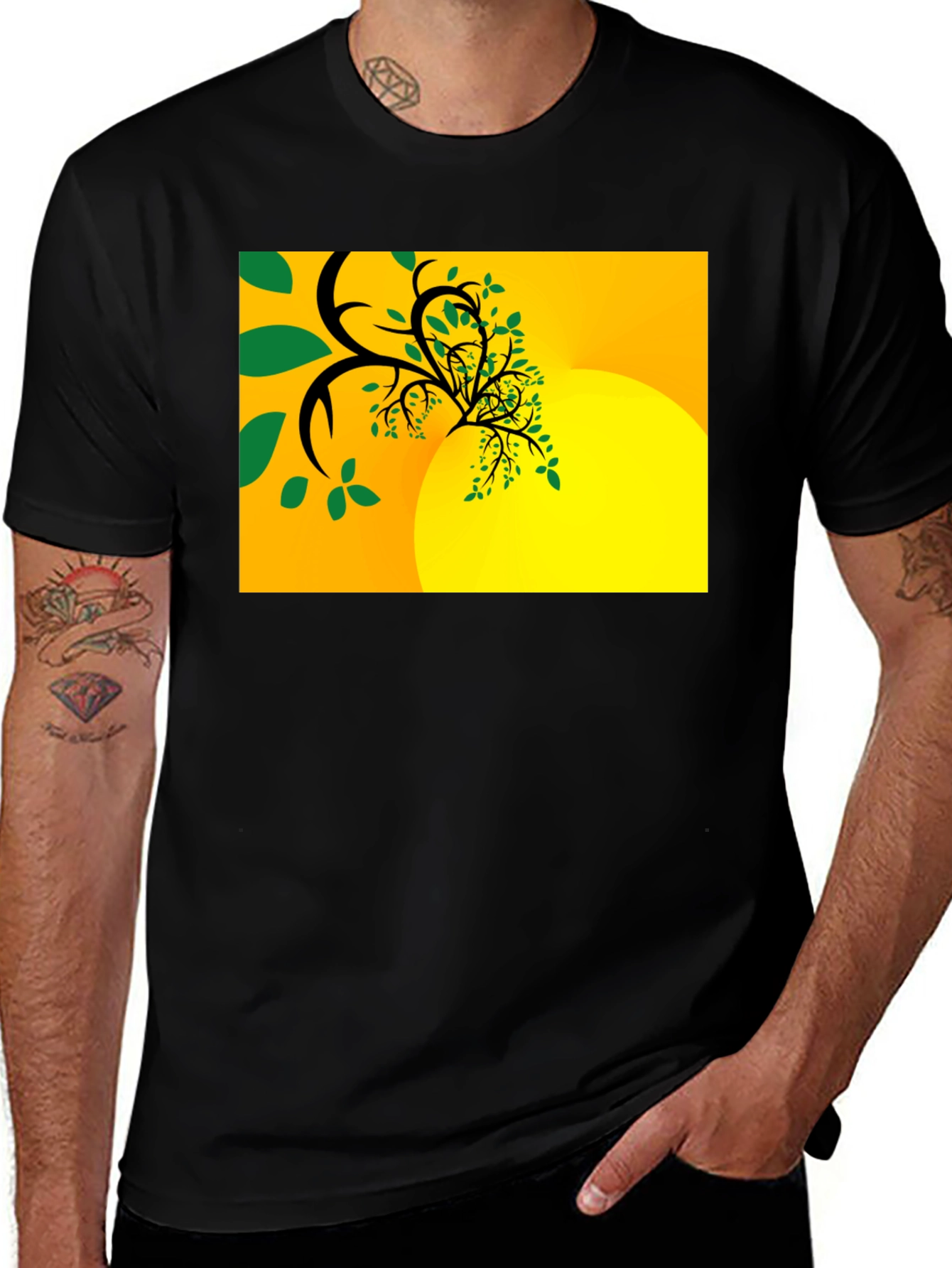 Variant 25 of Abstract Tree Graphic Black Tee