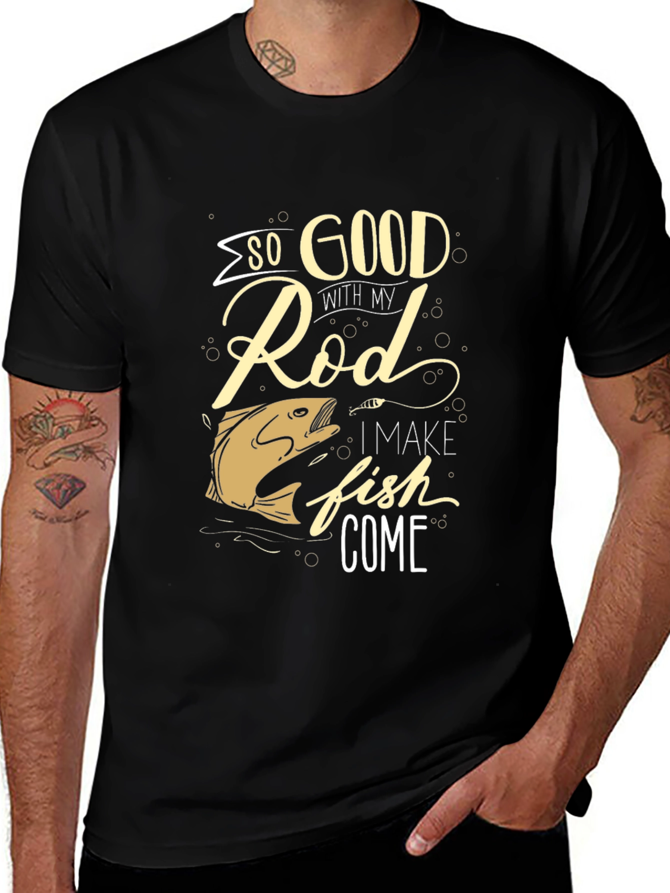 Variant 16 of So Good With My Rod Men's Black T-Shirt - Fishing Humor