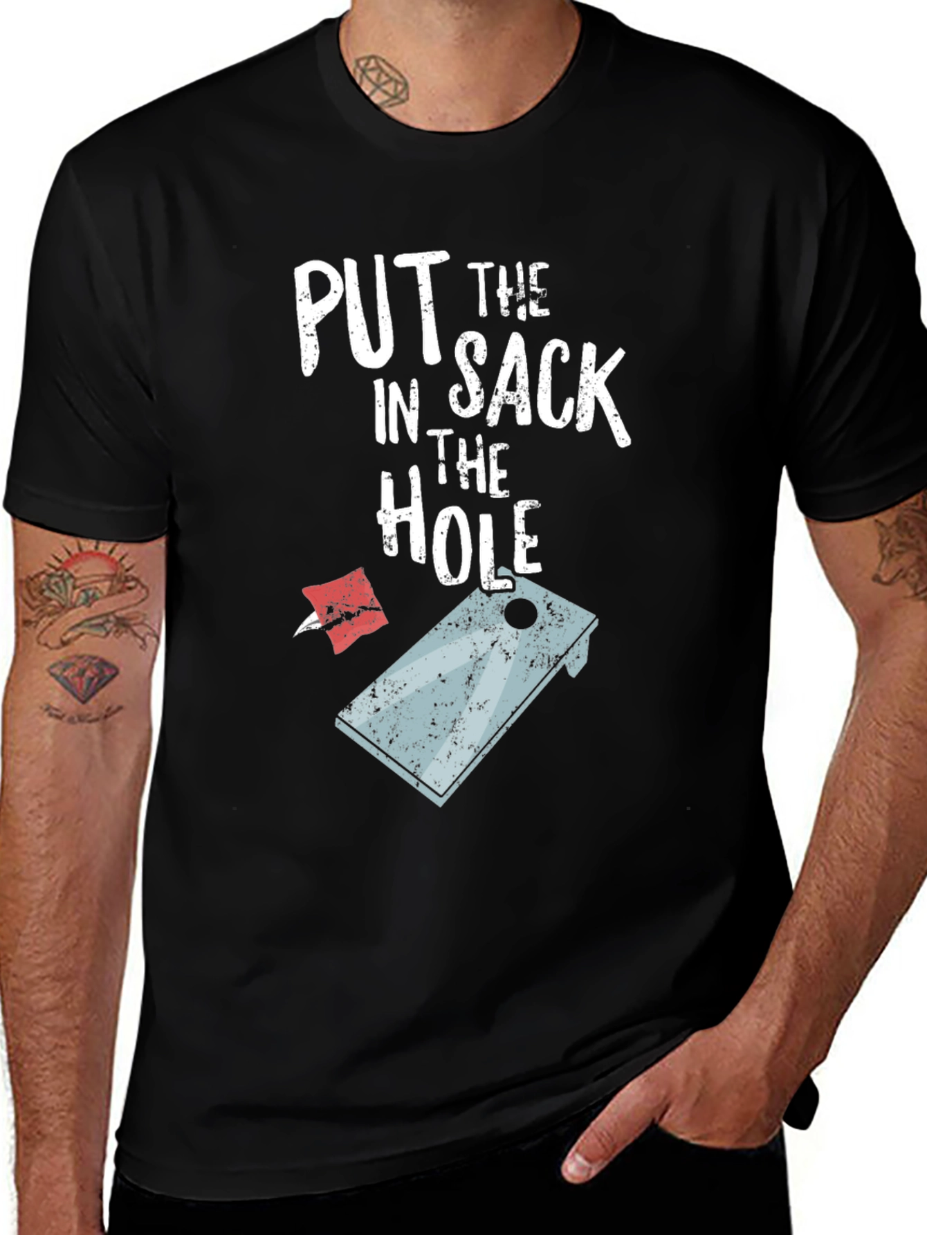 Variant 26 of Put the Sack in the Hole Funny Cornhole T-Shirt