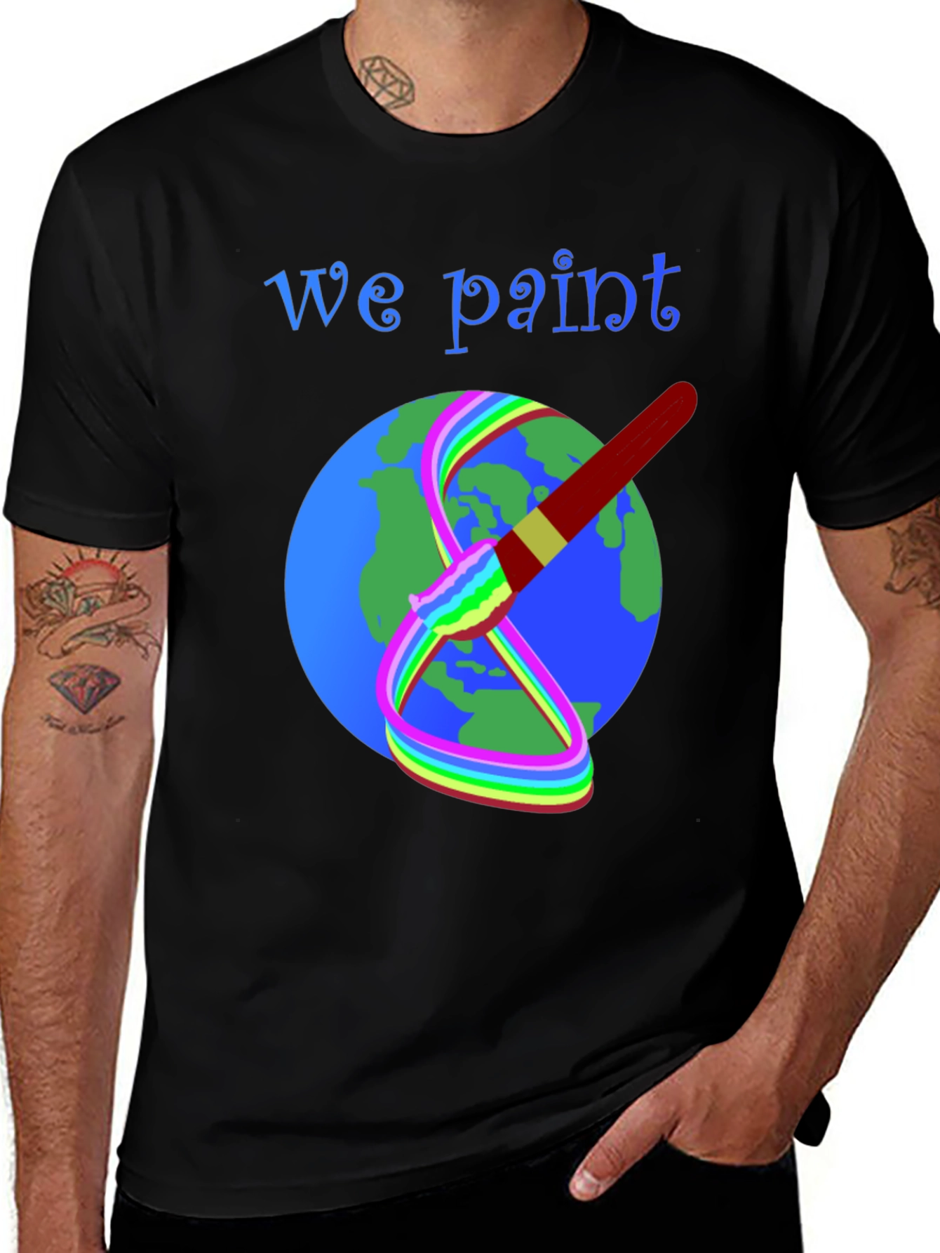 Variant 22 of We Paint T-Shirt - Earth and Rainbow Design