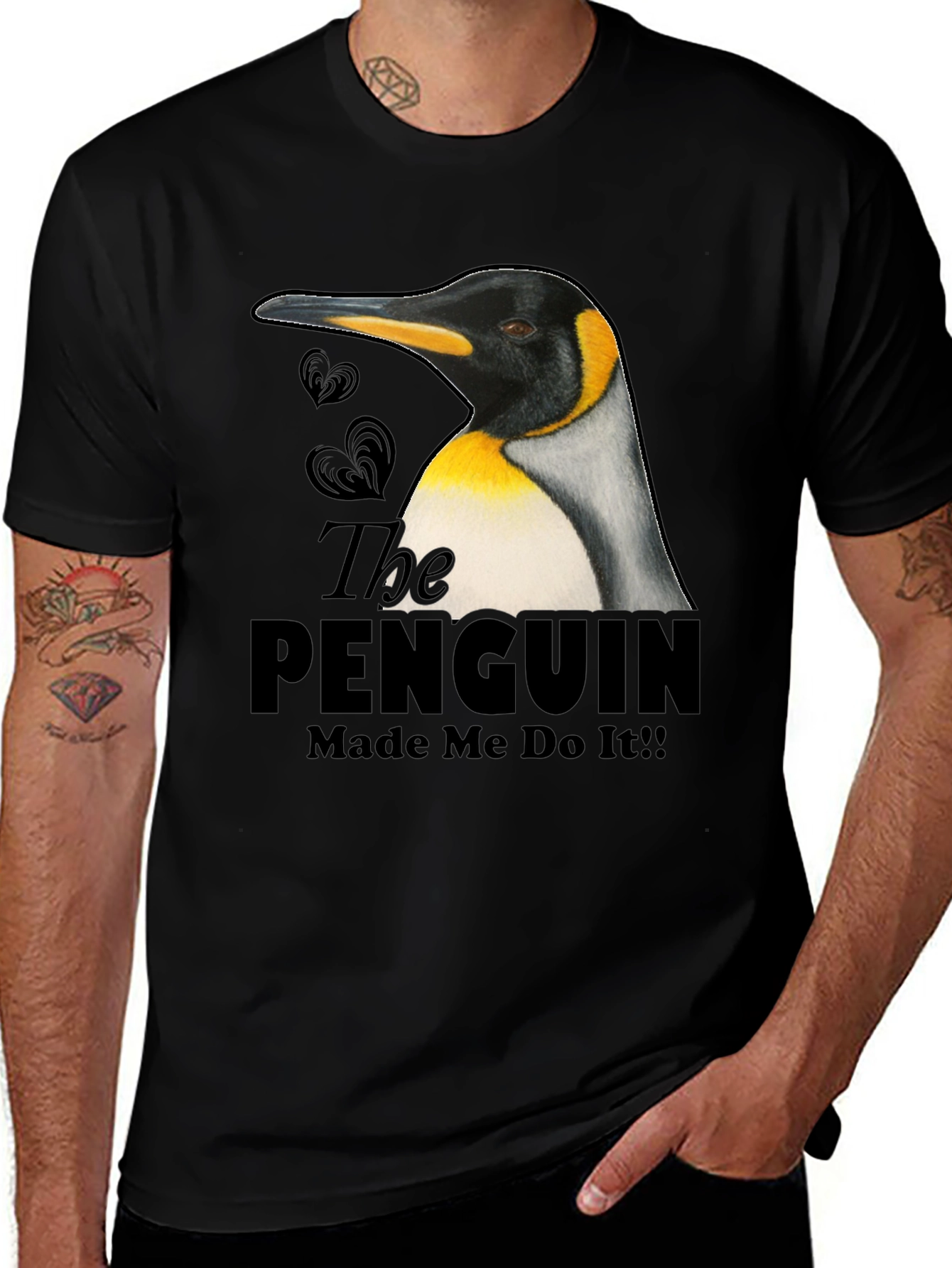 Black Penguin Made Me Do It! Novelty T-Shirt main image