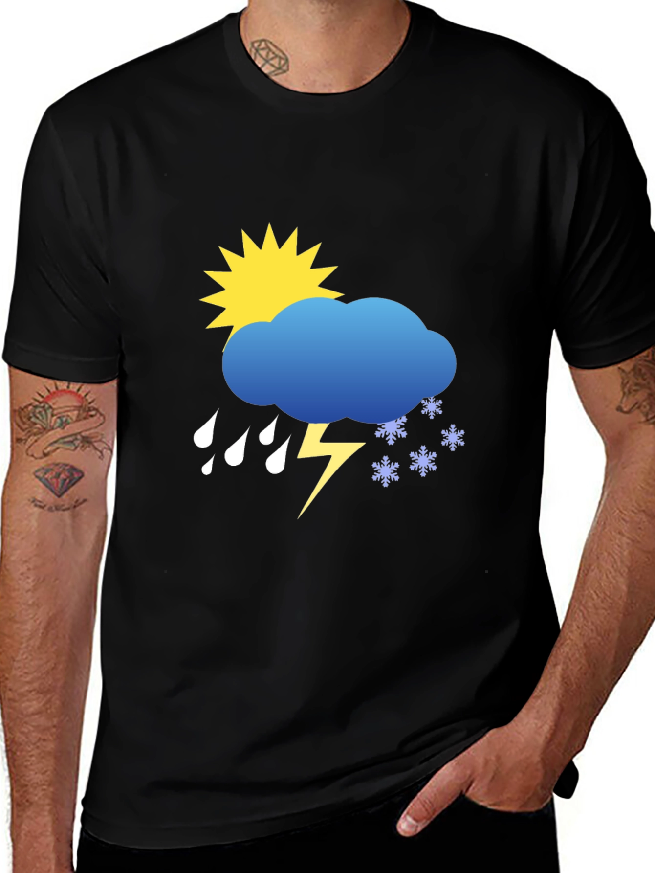 Weather Graphic Tee - Sunshine, Rain, Snow, Lightning T-Shirt