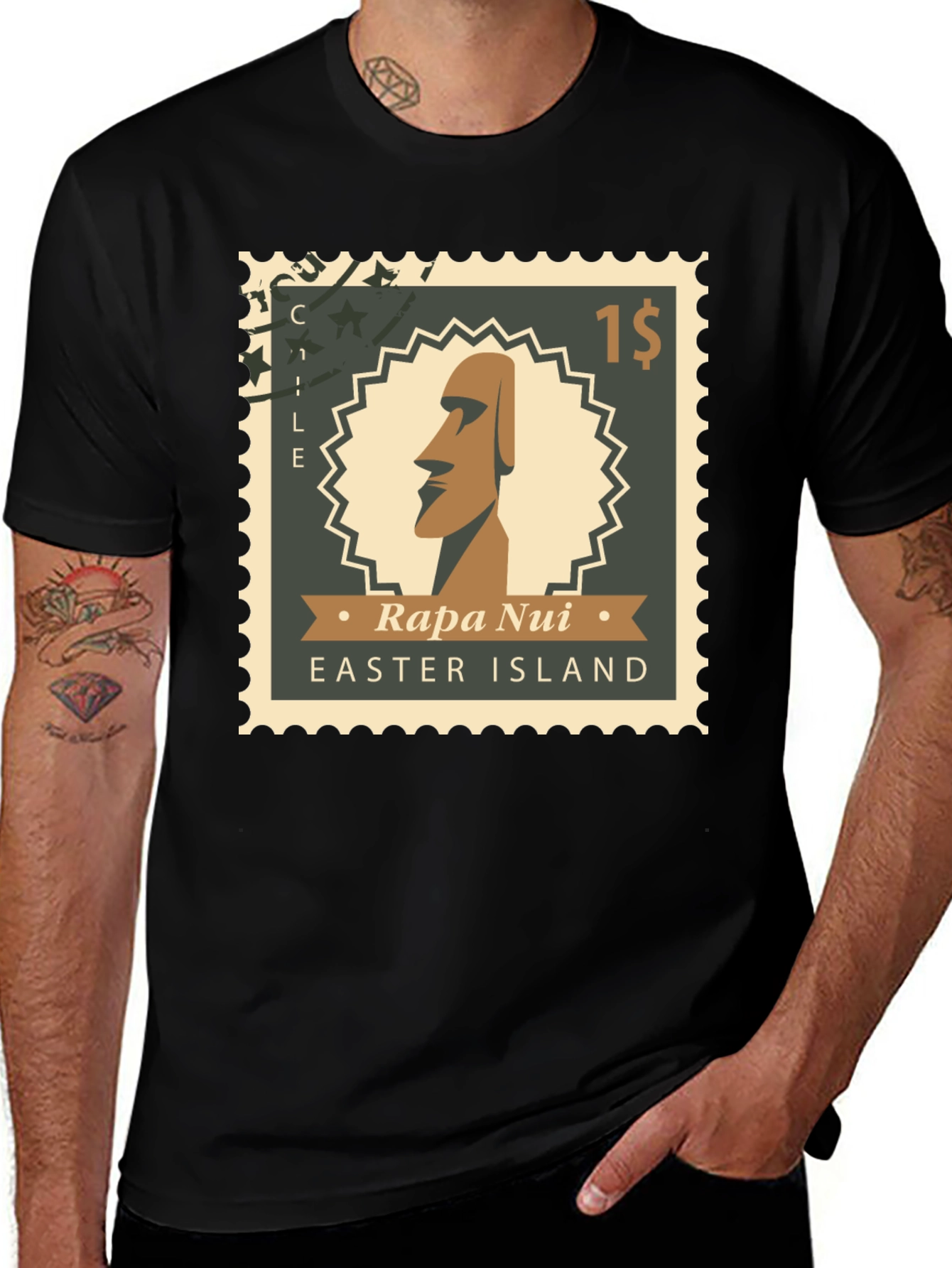 Rapa Nui Easter Island Stamp T-Shirt