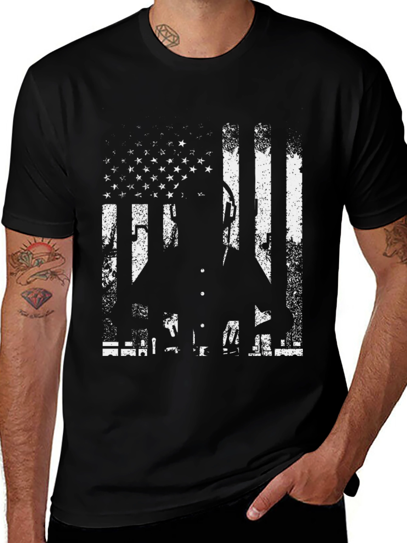 Variant 23 of American Flag Pilot Black T-Shirt