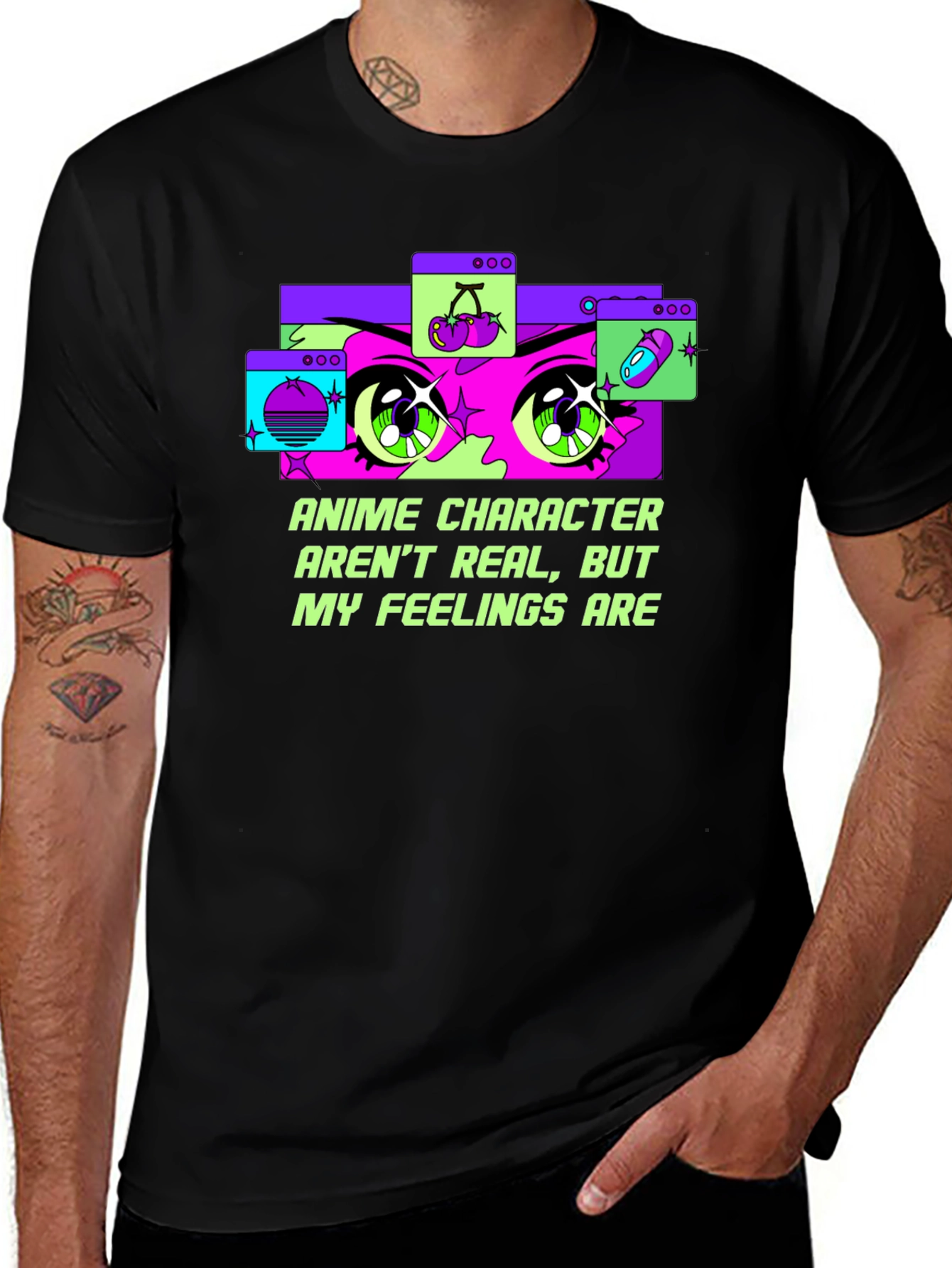 Black Anime Feelings Graphic Tee main image