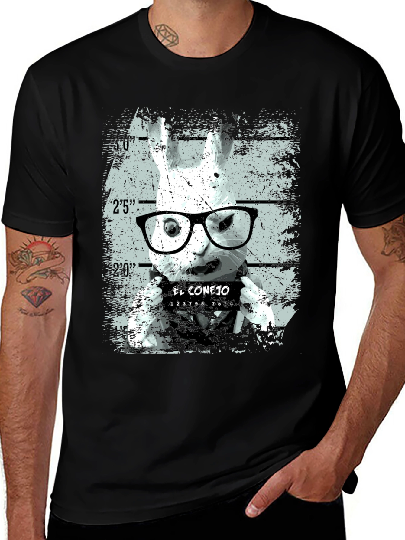 Variant 21 of El Conejo T-Shirt - Rabbit Mugshot Tee