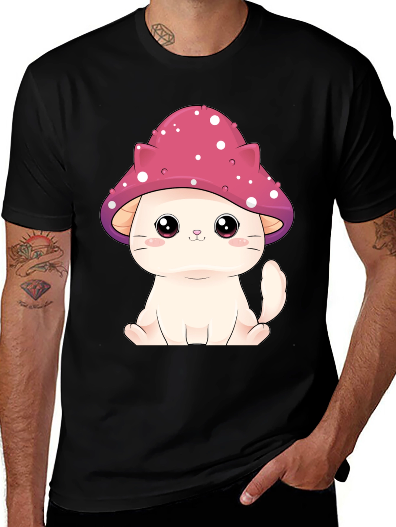 Variant 15 of Cute Mushroom Cat T-Shirt - Unique Graphic Tee