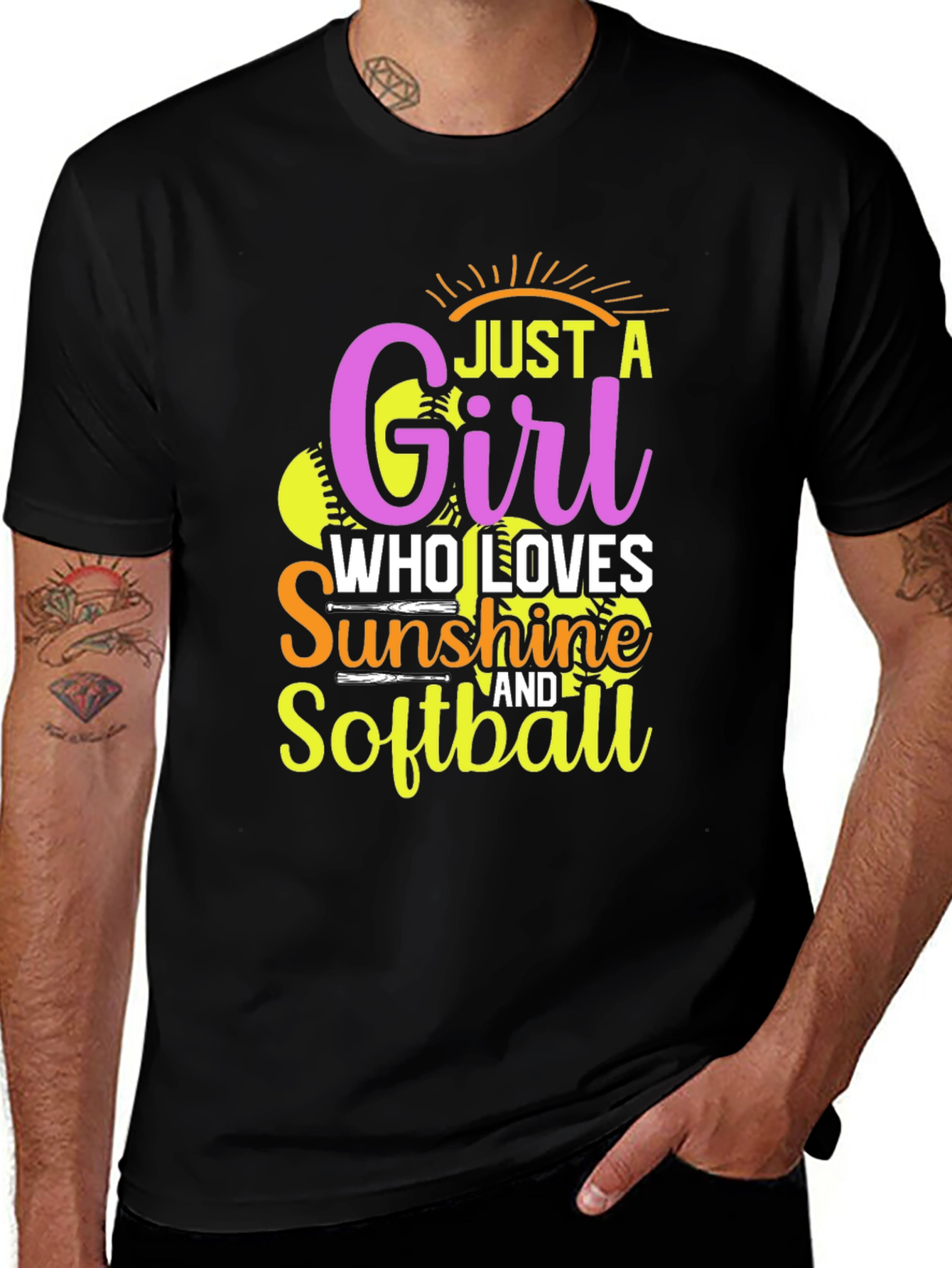 Variant 23 of Just A Girl Who Loves Sunshine and Softball T-Shirt