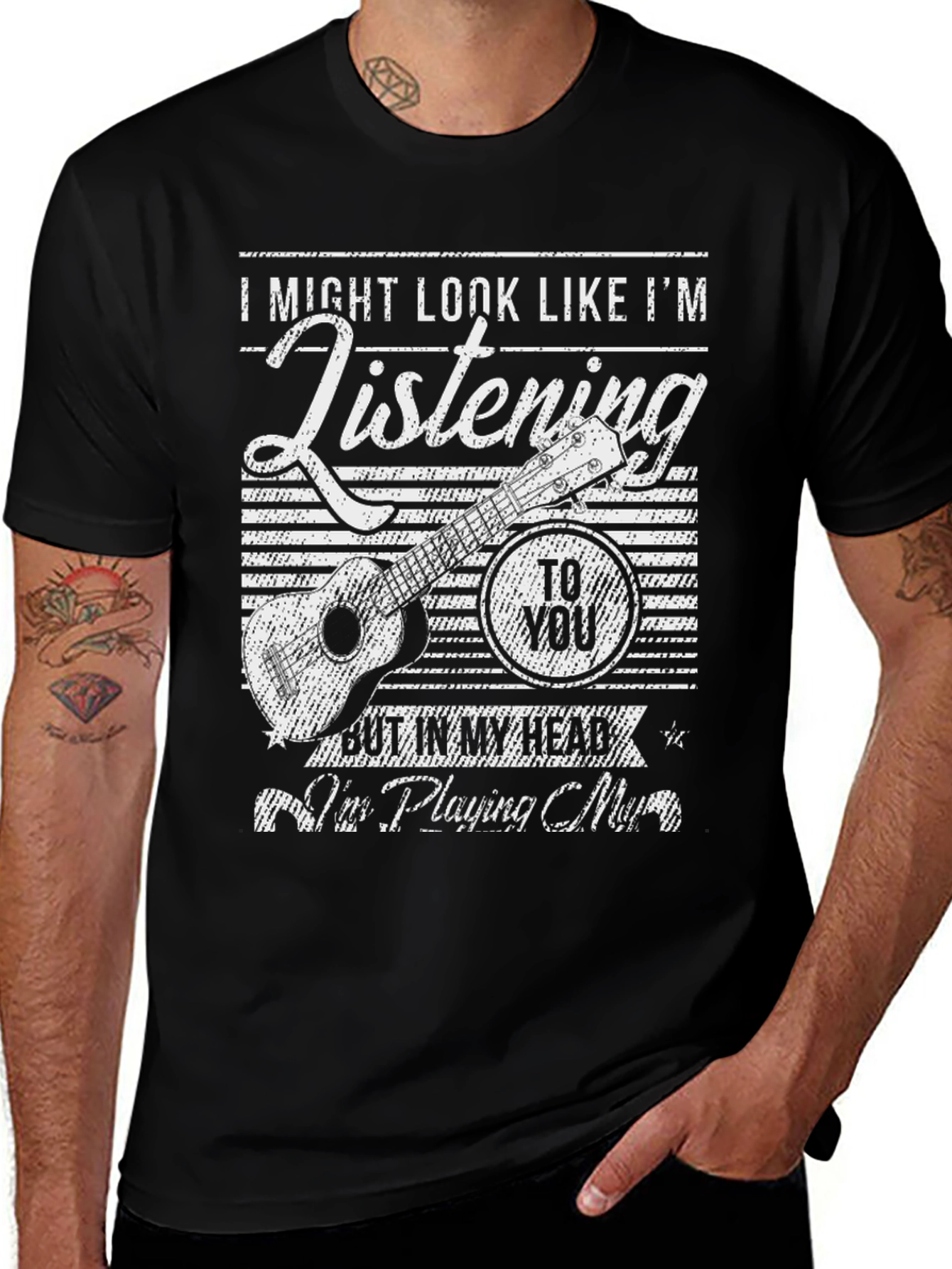 Variant 3 of Music Lover T-Shirt: Playing Ukulele in My Head