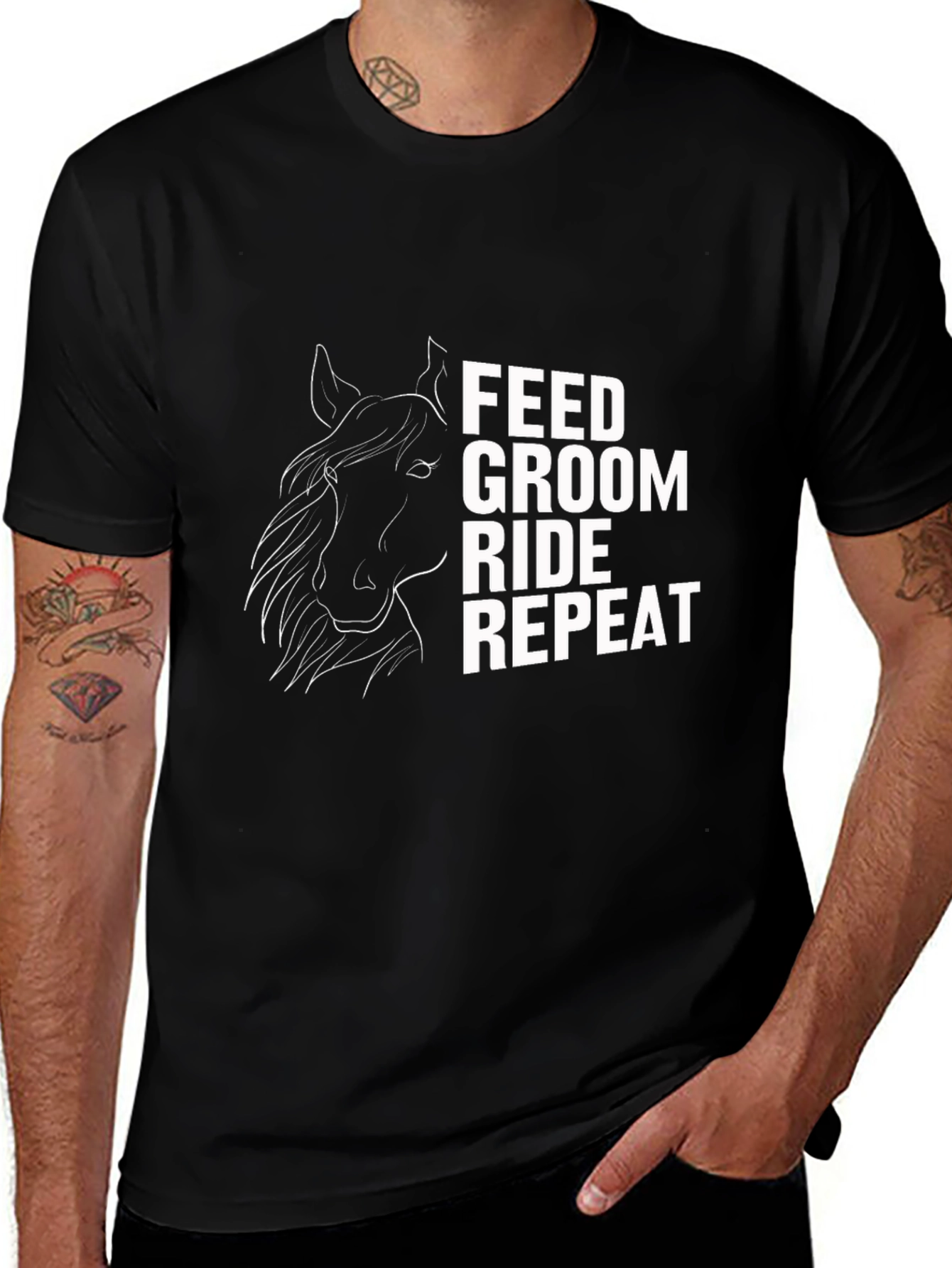 Feed Groom Ride Repeat T-Shirt - Horse Lover Tee