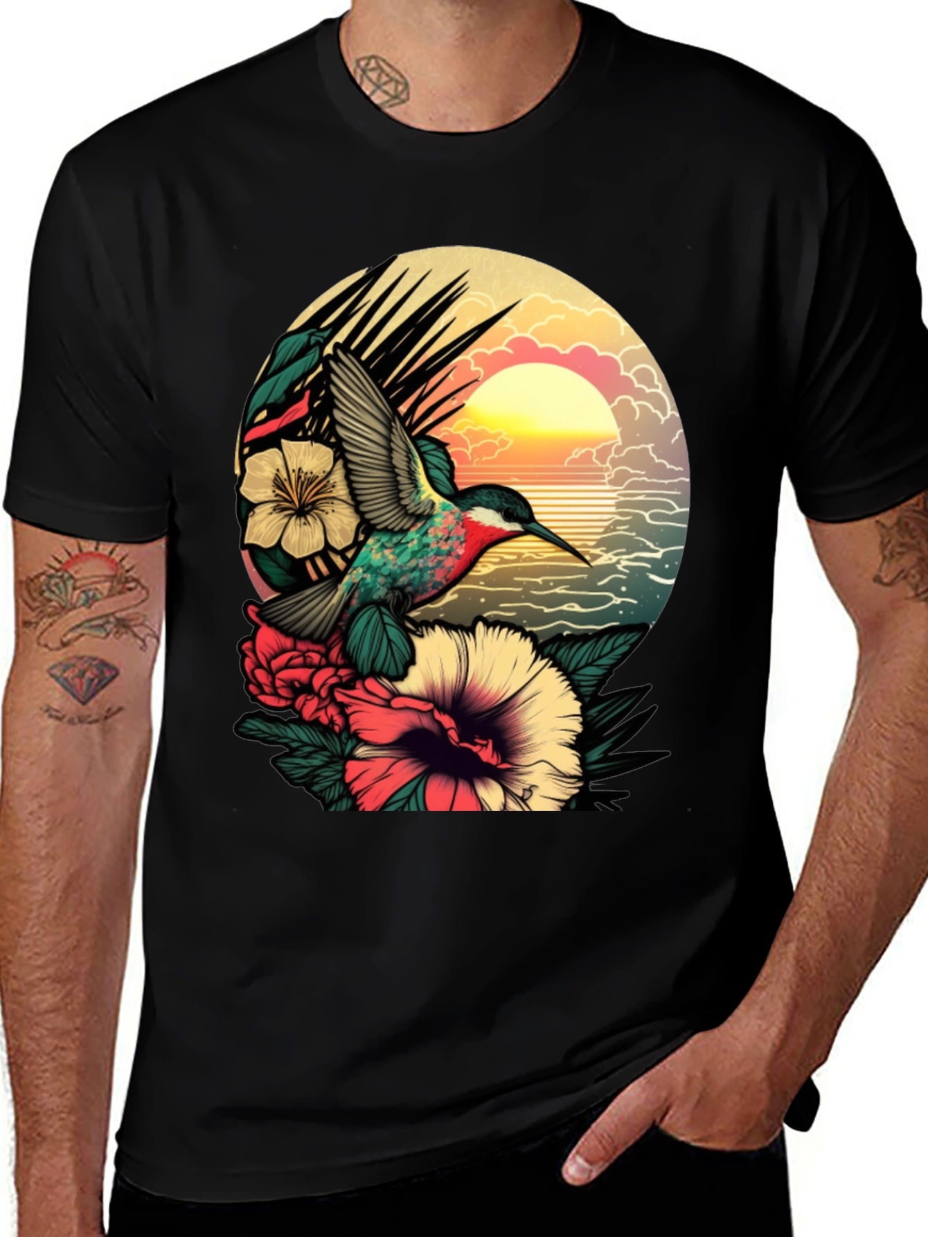Variant 29 of Hummingbird Floral Graphic T-Shirt
