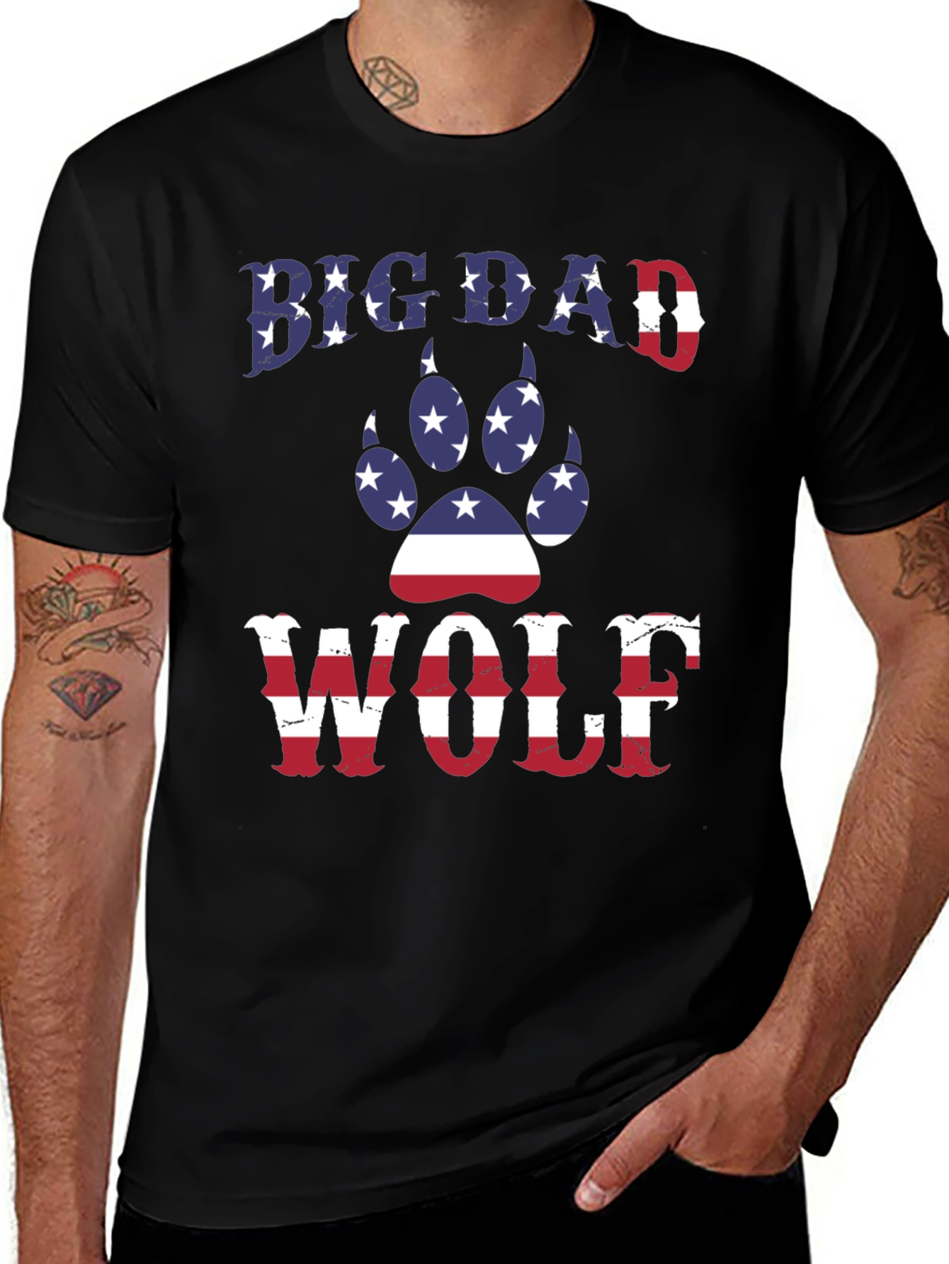 Variant 5 of Big Dad Wolf Patriotic Graphic Tee