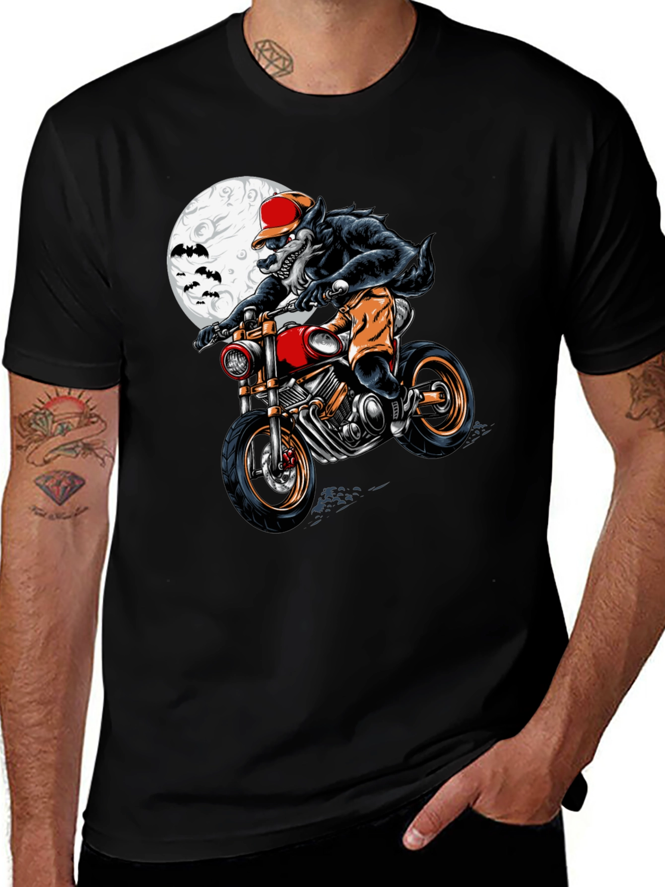 Variant 6 of Werewolf Motorcycle Rider Graphic Tee