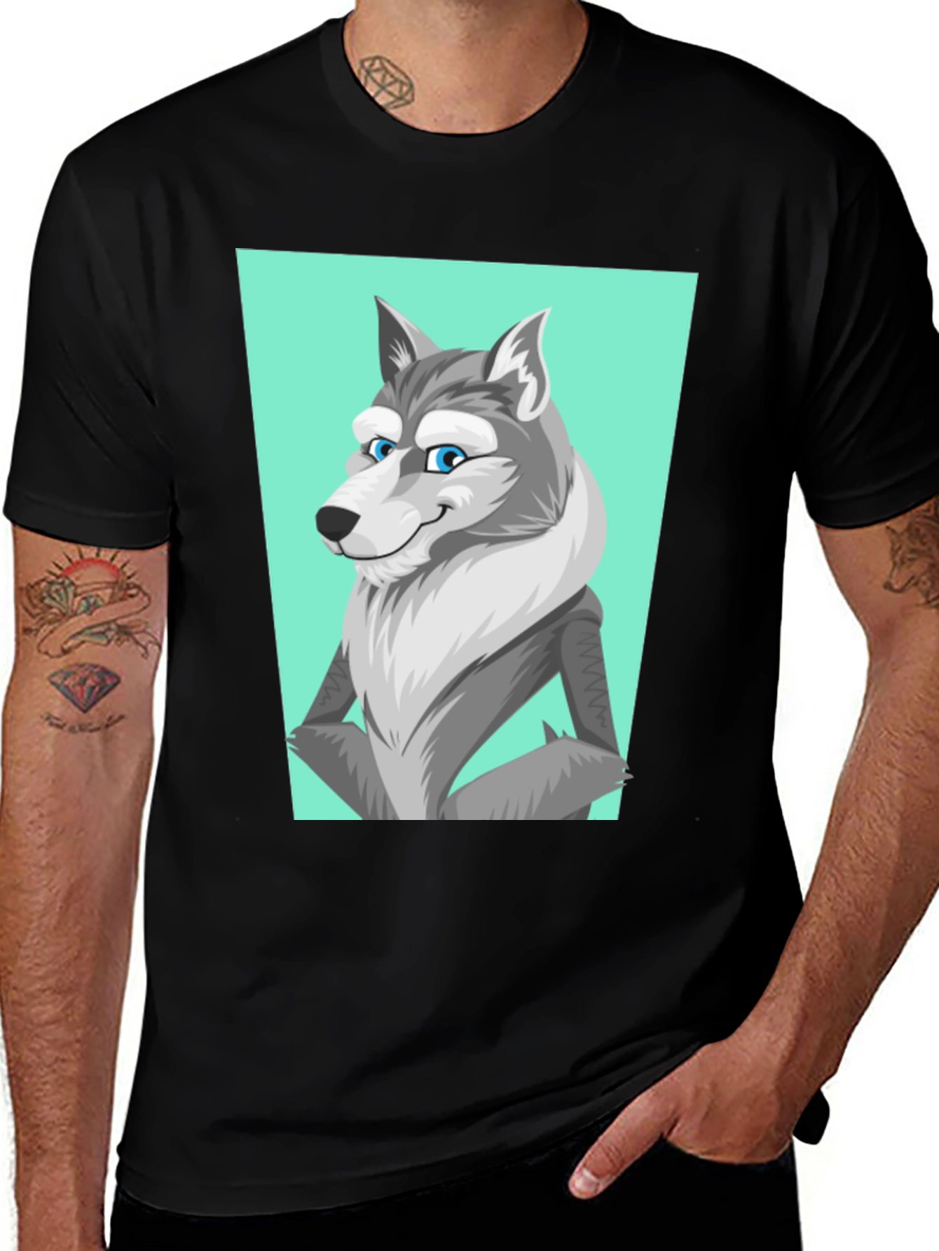 Variant 16 of Cool Wolf Graphic Tee - Black