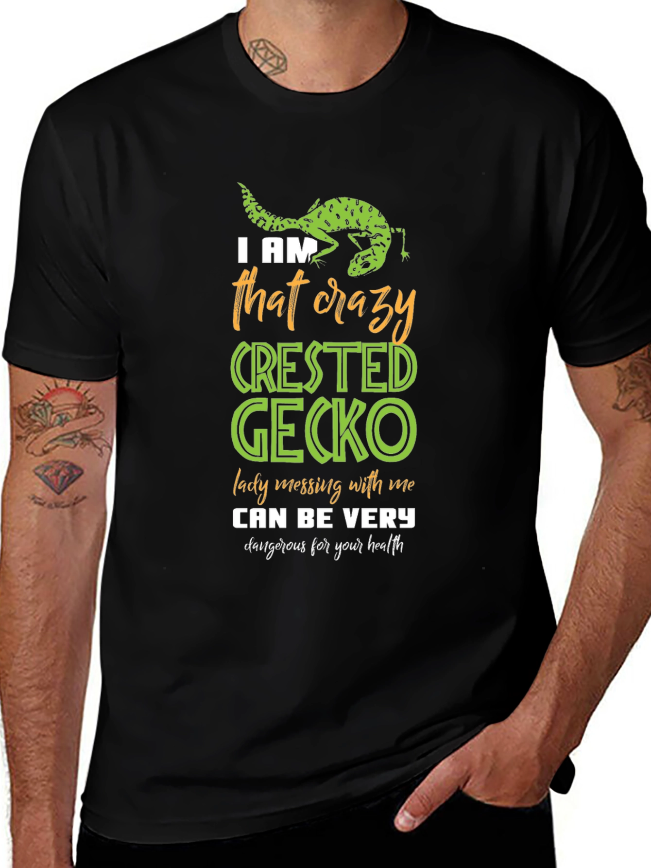 Variant 3 of Crazy Crested Gecko T-Shirt - Funny Lizard Lover Tee