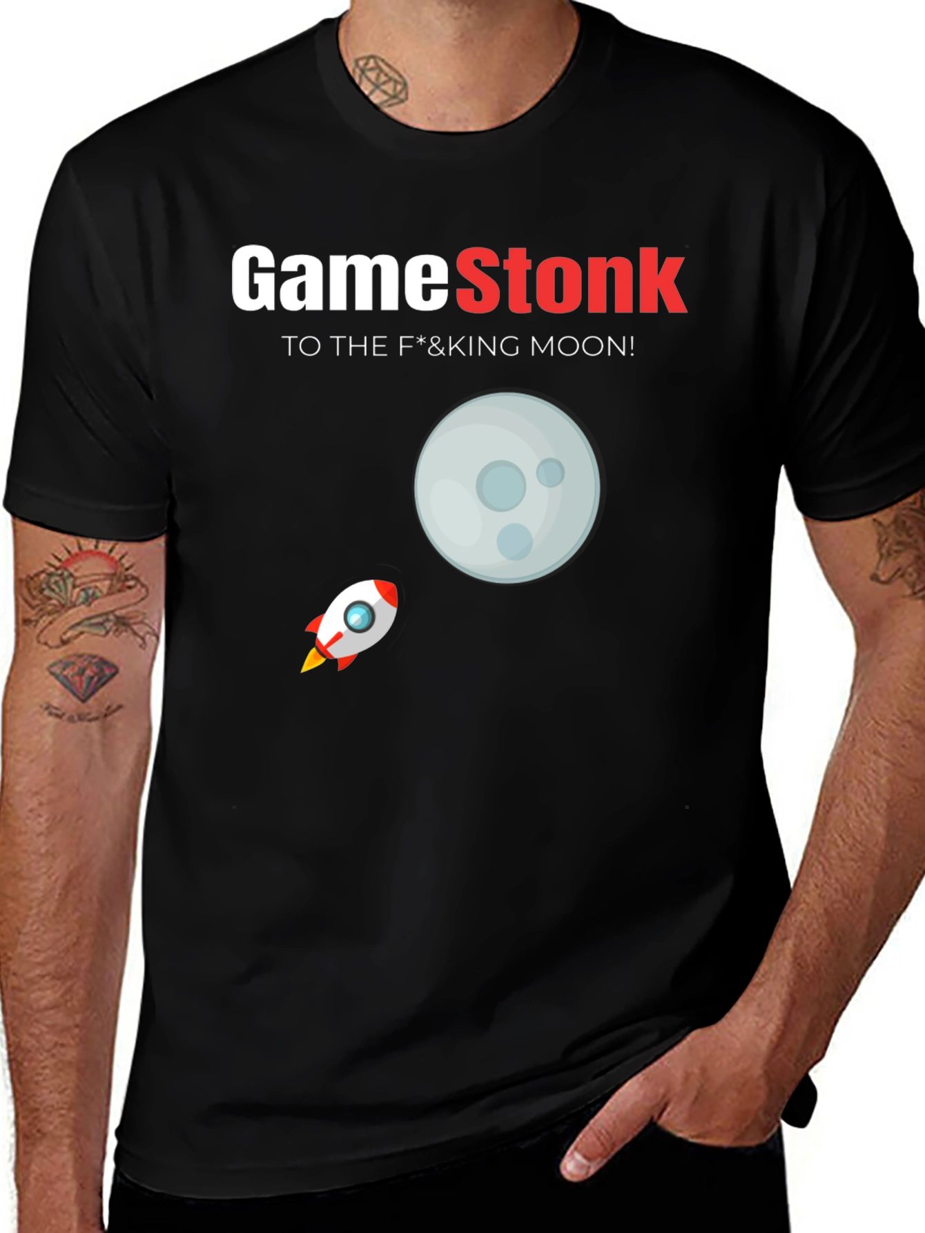 Variant 27 of GameStonk To the Moon Black T-Shirt