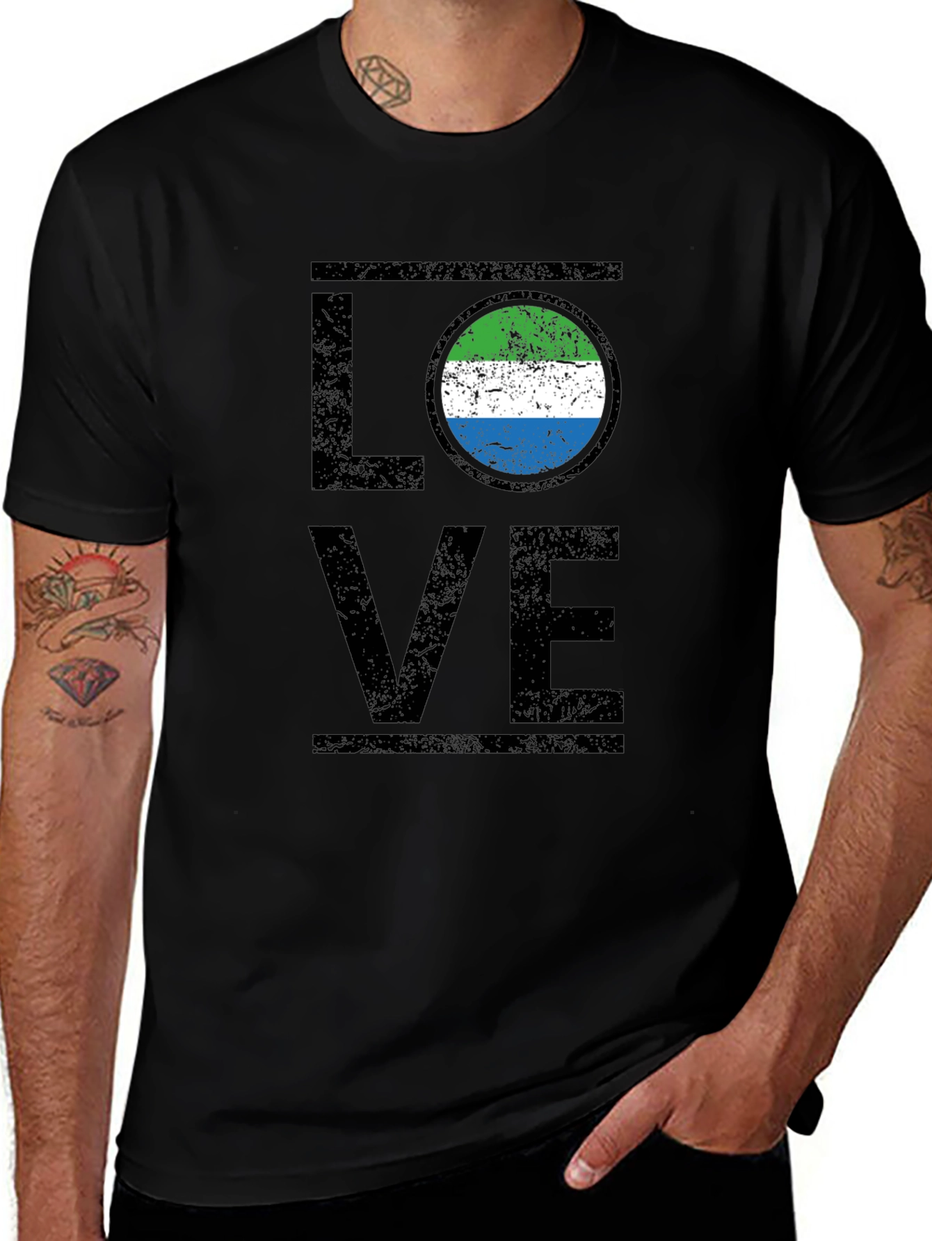 Variant 14 of Sierra Leone Flag LOVE Graphic Tee