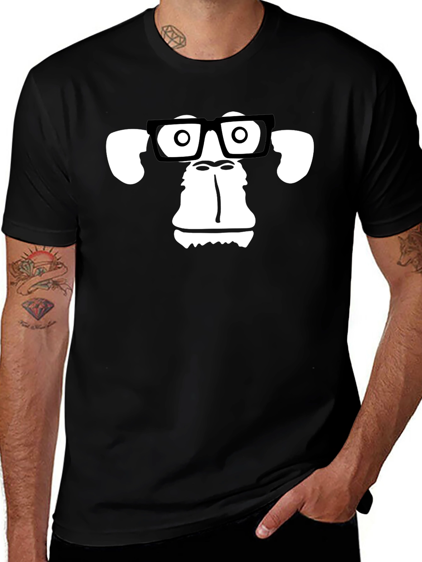 Variant 3 of Funny Monkey Face Graphic Tee - Black Unisex T-Shirt