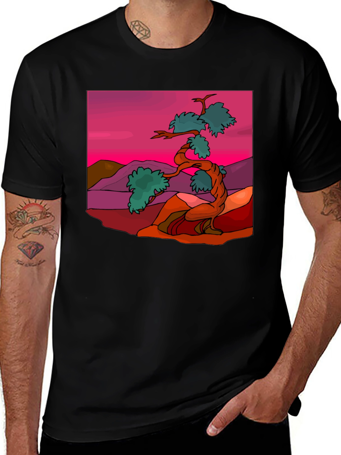 Variant 4 of Zen Bonsai Tree Graphic Tee