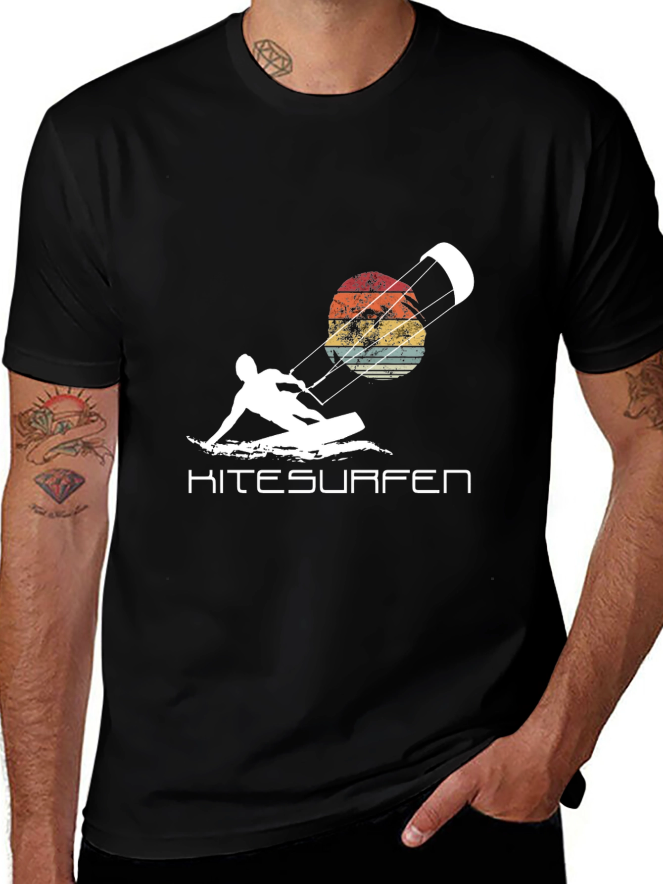 Variant 3 of Kitesurfen T-Shirt Retro Sunset Watersport Tee