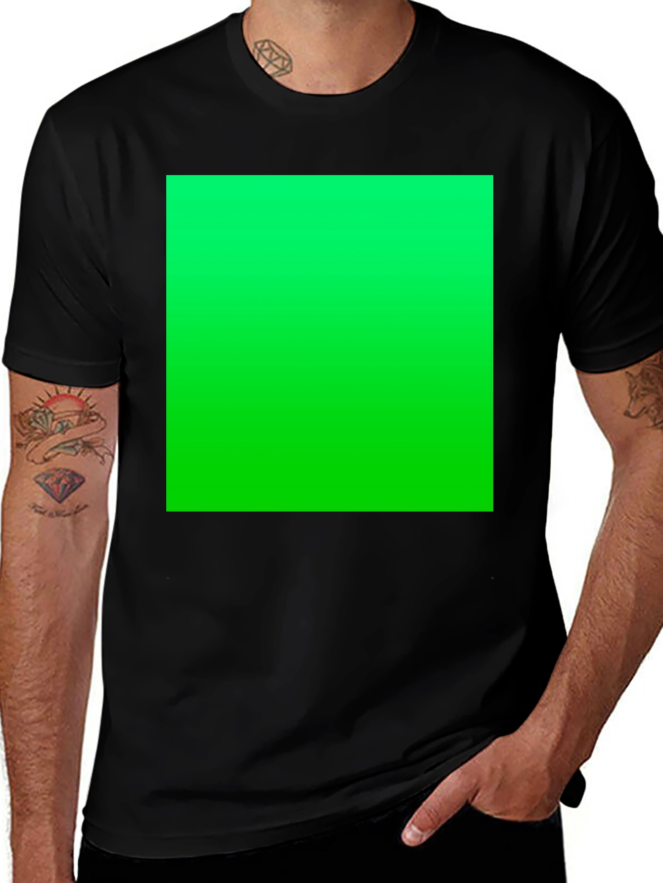 Variant 28 of Black T-Shirt with Vibrant Green Graphic