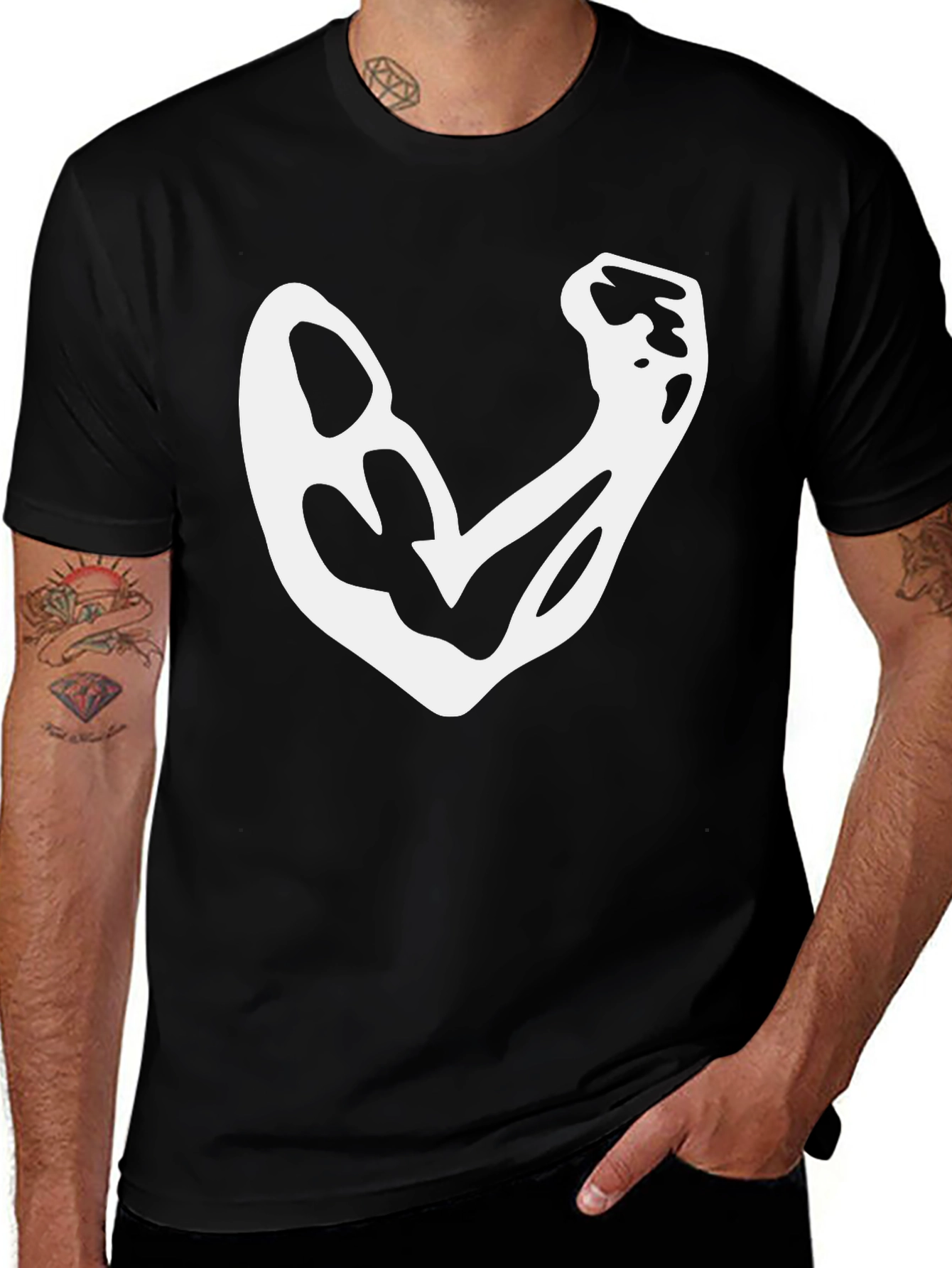 Bicep Flex T-Shirt - Black Graphic Tee for Men