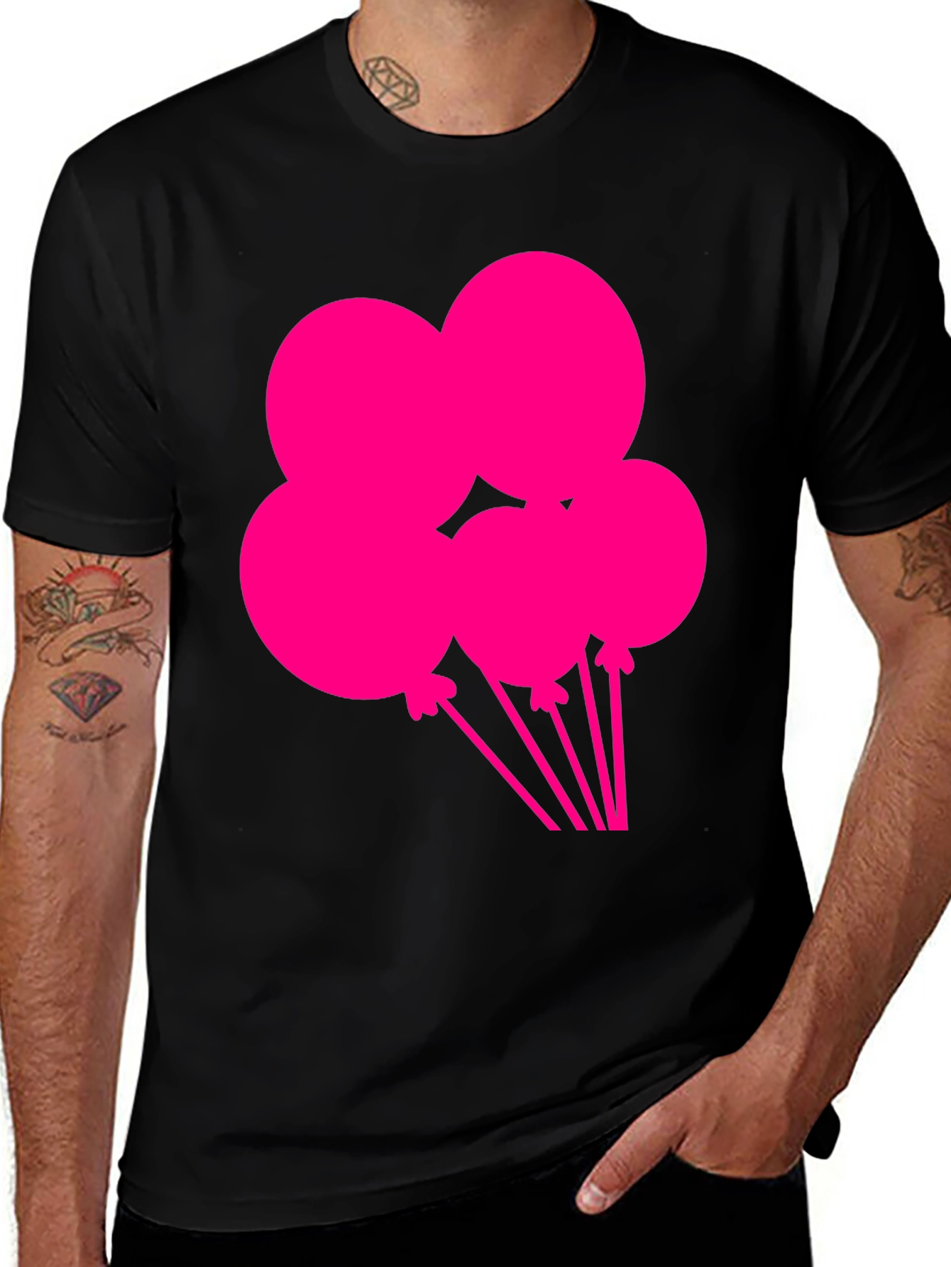 Black Fun Balloons Graphic Tee - Black Cotton T-Shirt main image