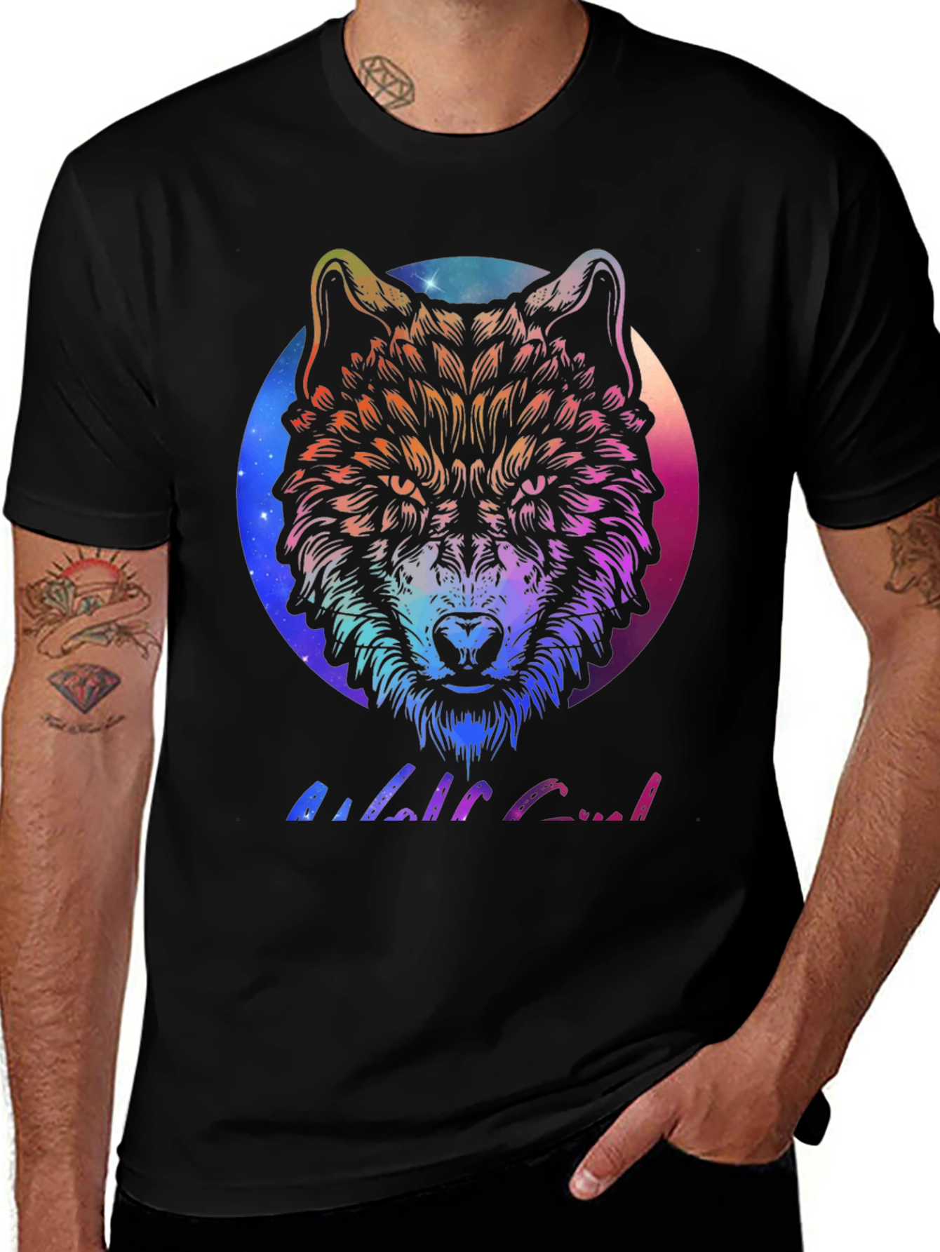Variant 21 of Wolf Galaxy Graphic Tee - Cool Men's T-Shirt