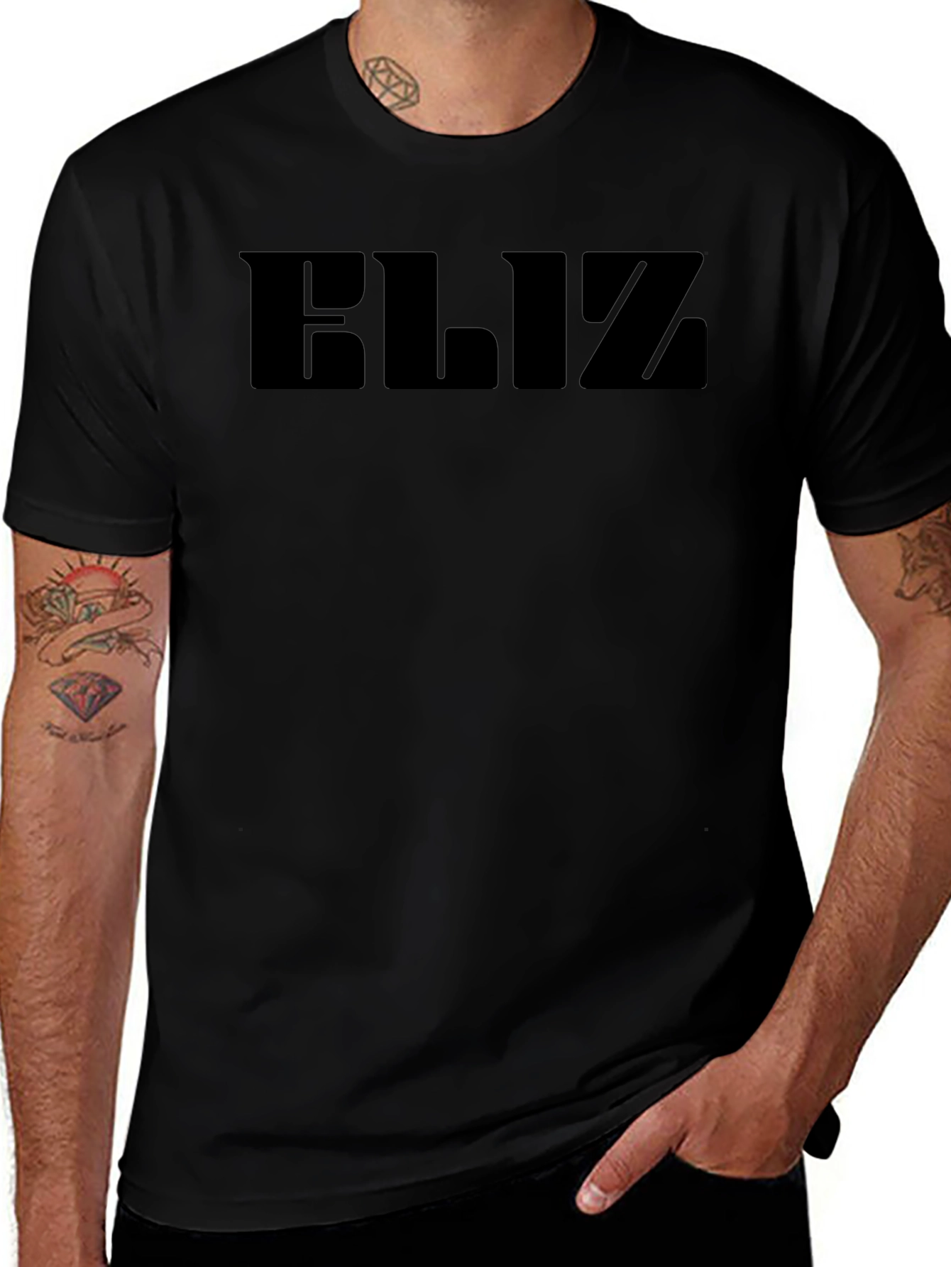 Black Men's Black "ELIZ" Graphic Tee - Casual Comfort main image