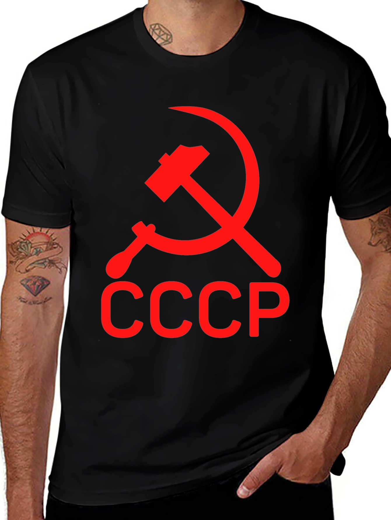 CCCP T-Shirt - Hammer and Sickle Design - Black
