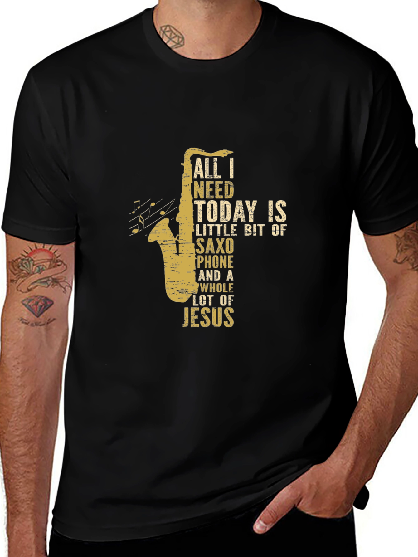 Variant 19 of Saxophone Jesus T-Shirt - Christian Music Tee