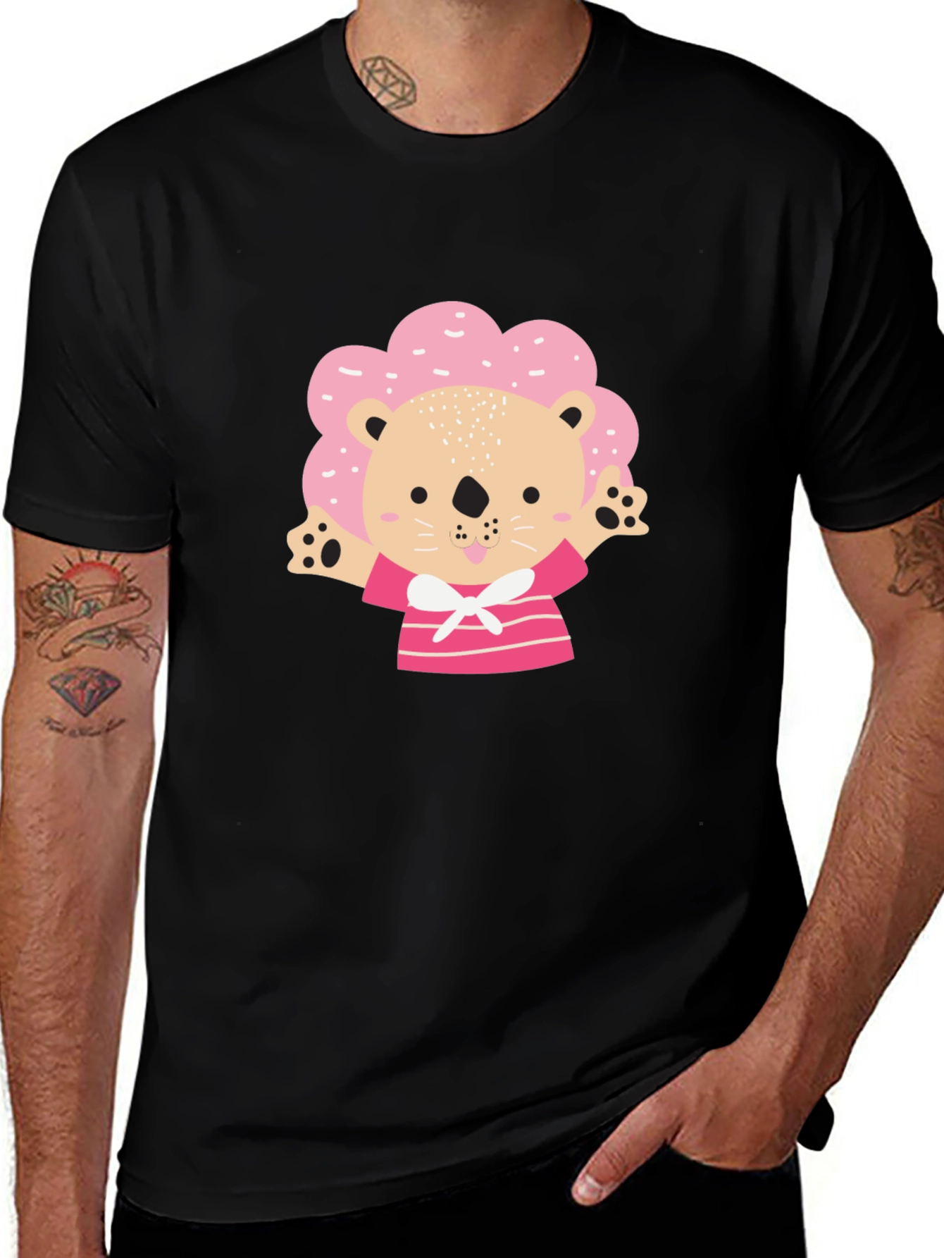 Variant 6 of Cute Lion T-Shirt - Pink Mane Design