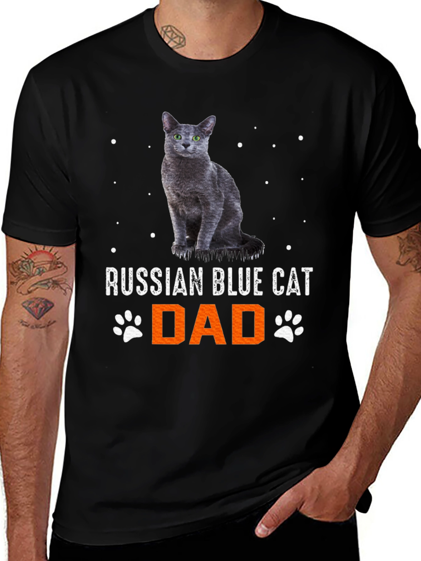 Russian Blue Cat Dad T-Shirt - Gift for Cat Lovers