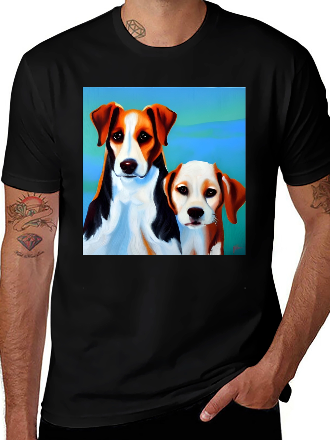 Variant 28 of Dog Portrait Graphic Tee - Unisex Black T-Shirt