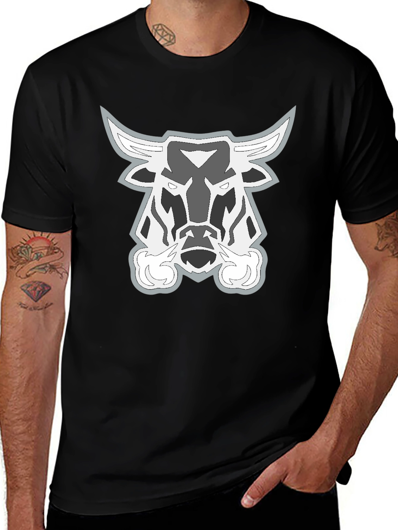 Variant 20 of Black T-Shirt with Bull Head Graphic