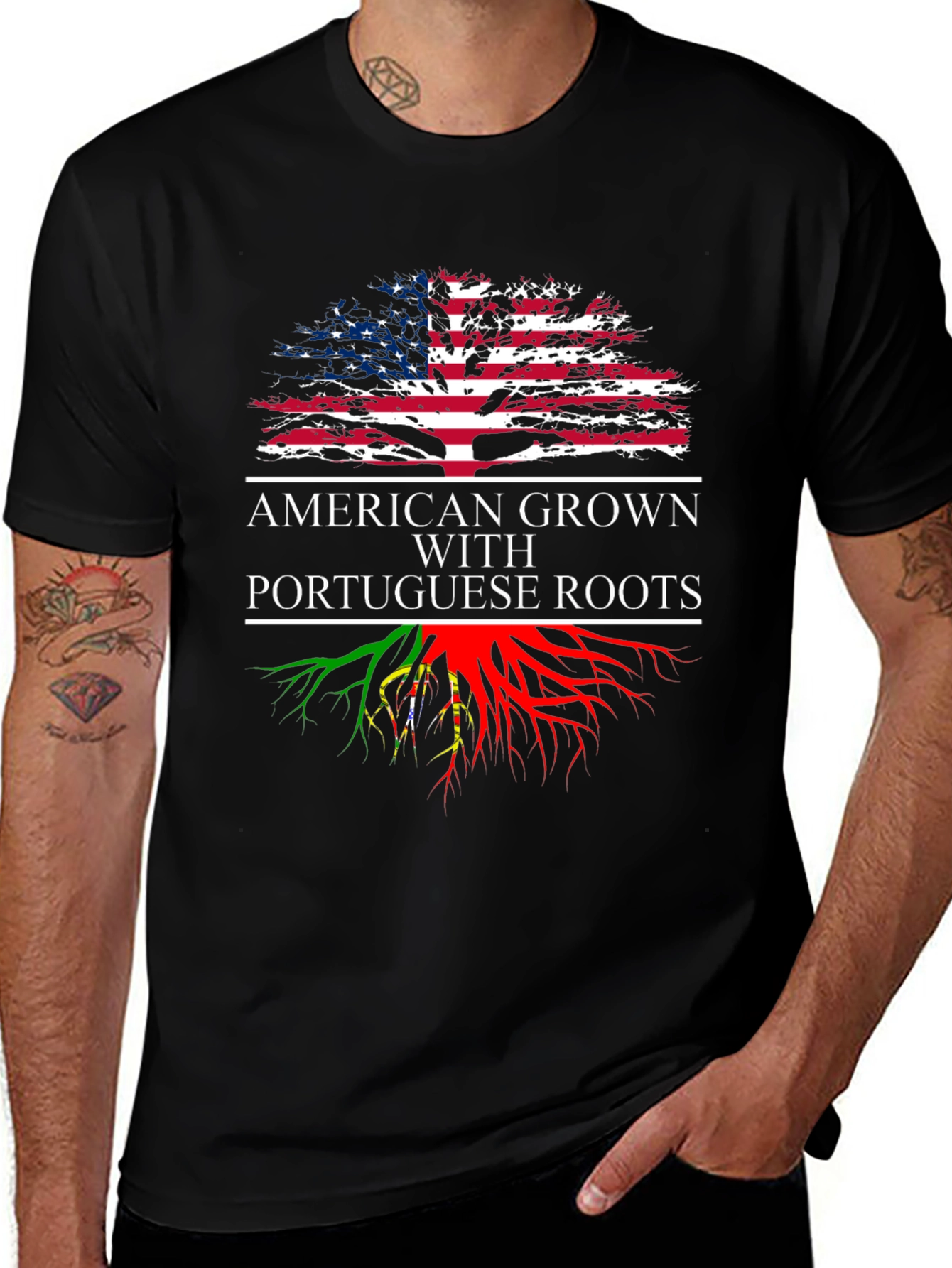 Variant 27 of American Grown with Portuguese Roots Graphic T-Shirt