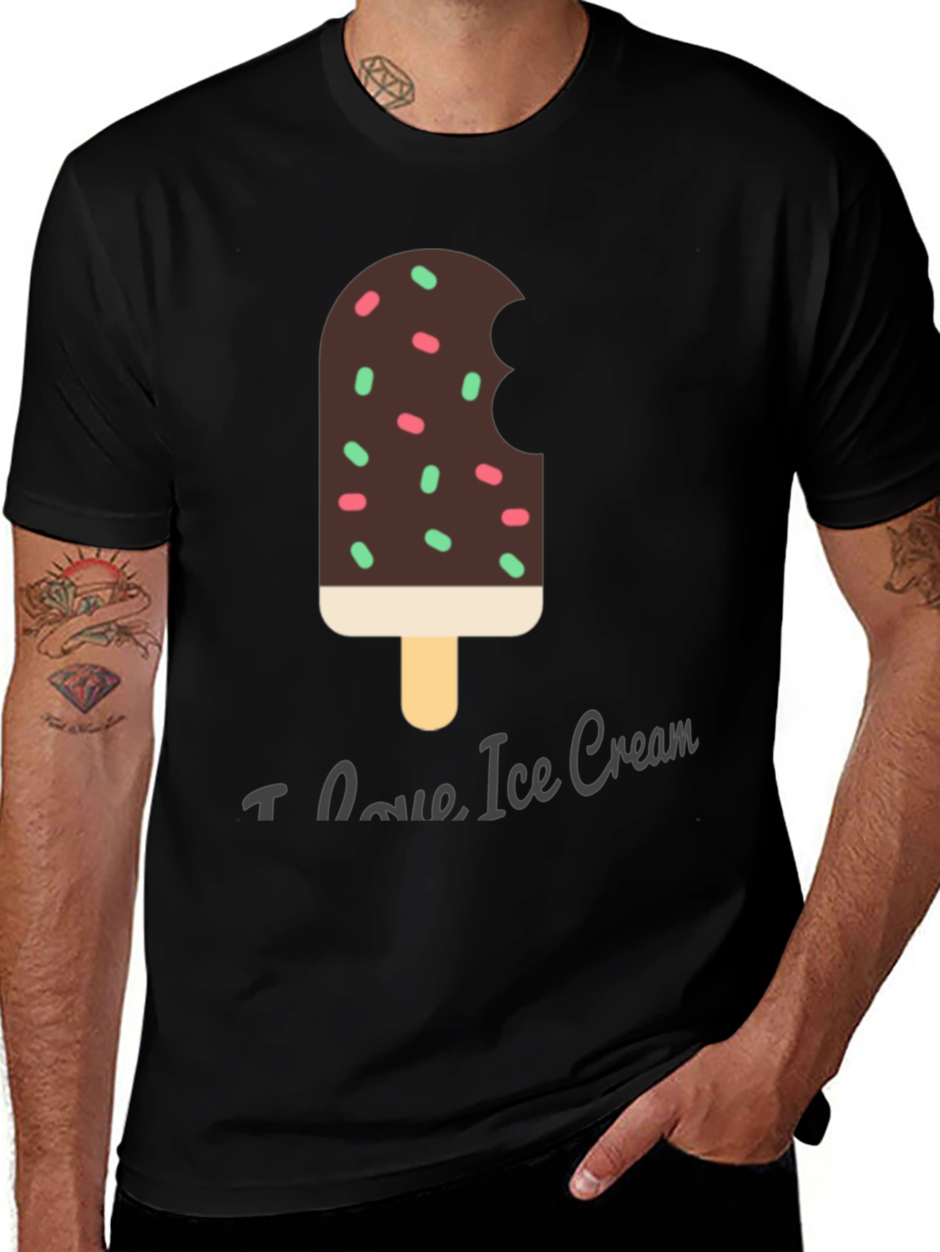 Variant 4 of I Love Ice Cream T-Shirt - Bite Taken Design