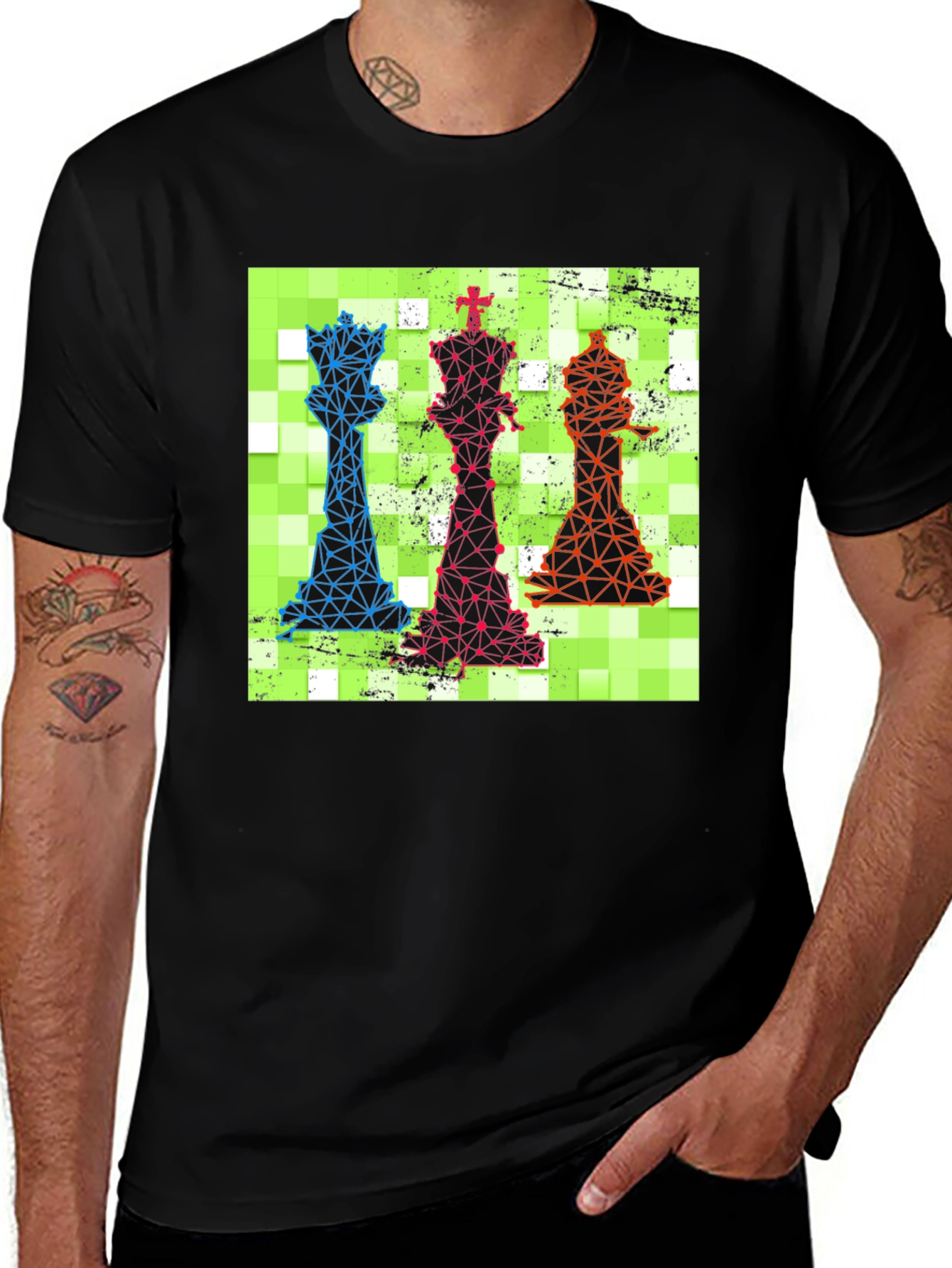 Variant 30 of Chess Piece Graphic T-Shirt - Geometric Design