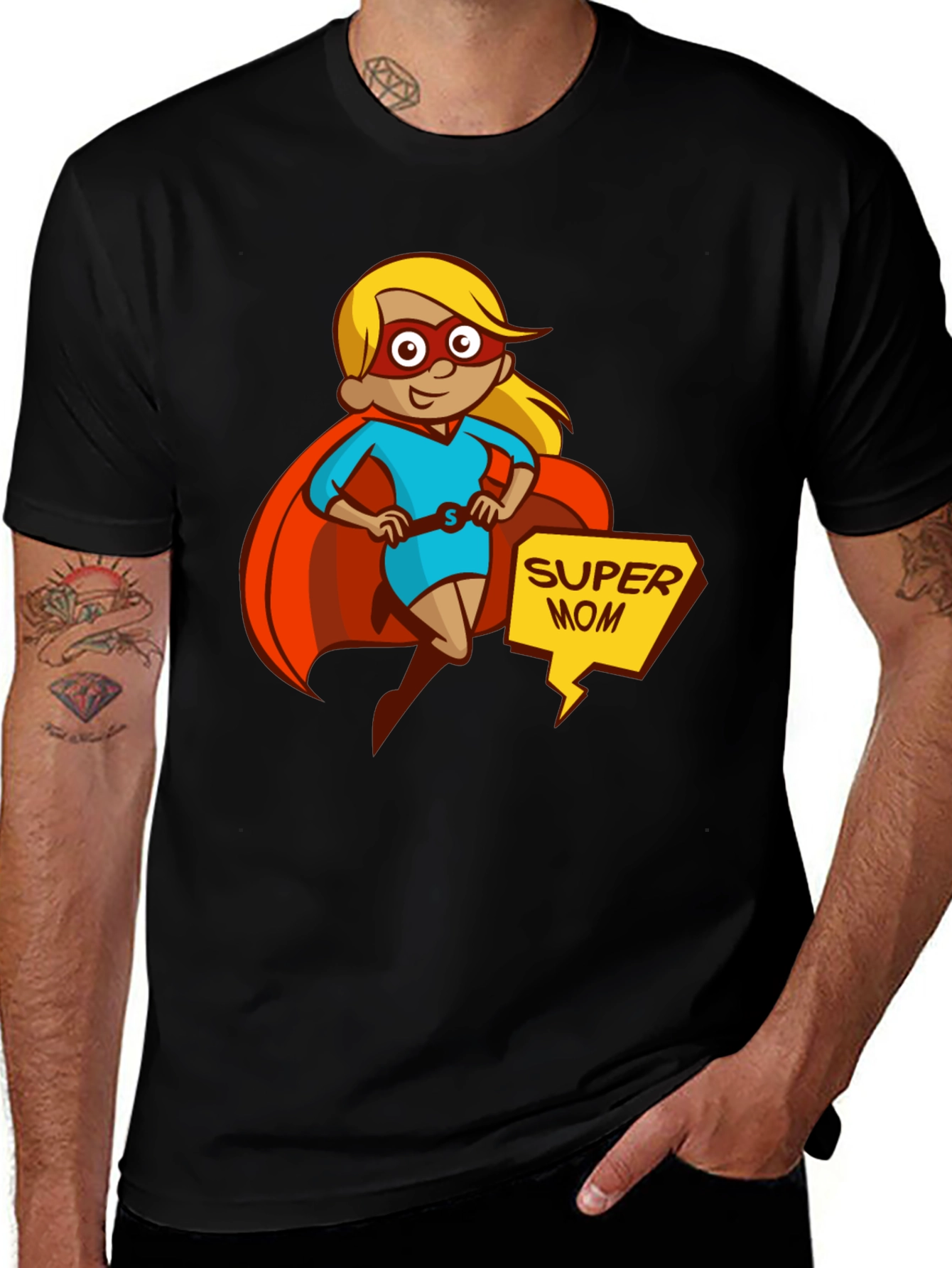 Variant 25 of Super Mom T-Shirt - Cartoon Superhero Design