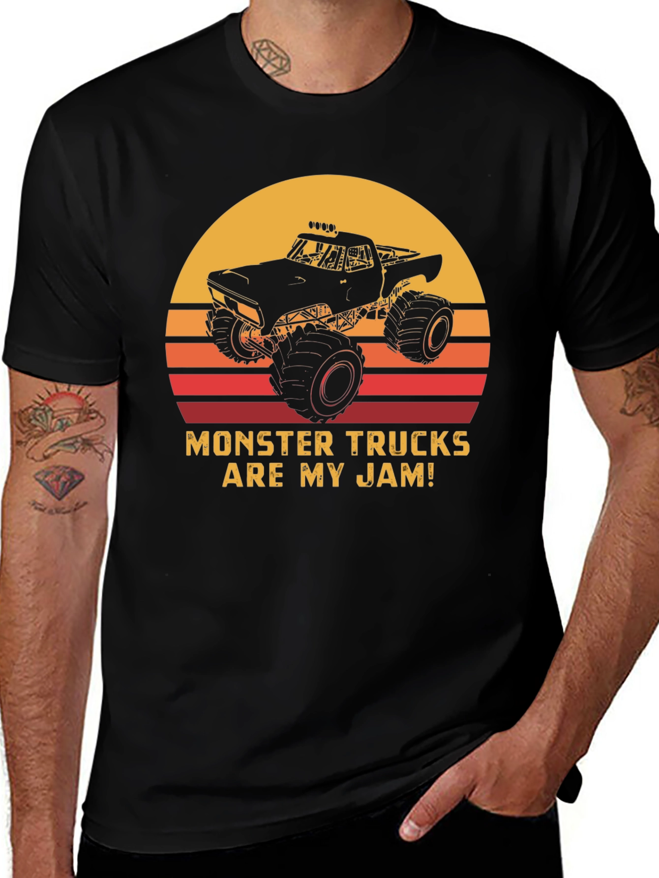 Variant 28 of Monster Truck Sunset Graphic Tee - "My Jam!" Black T-Shirt