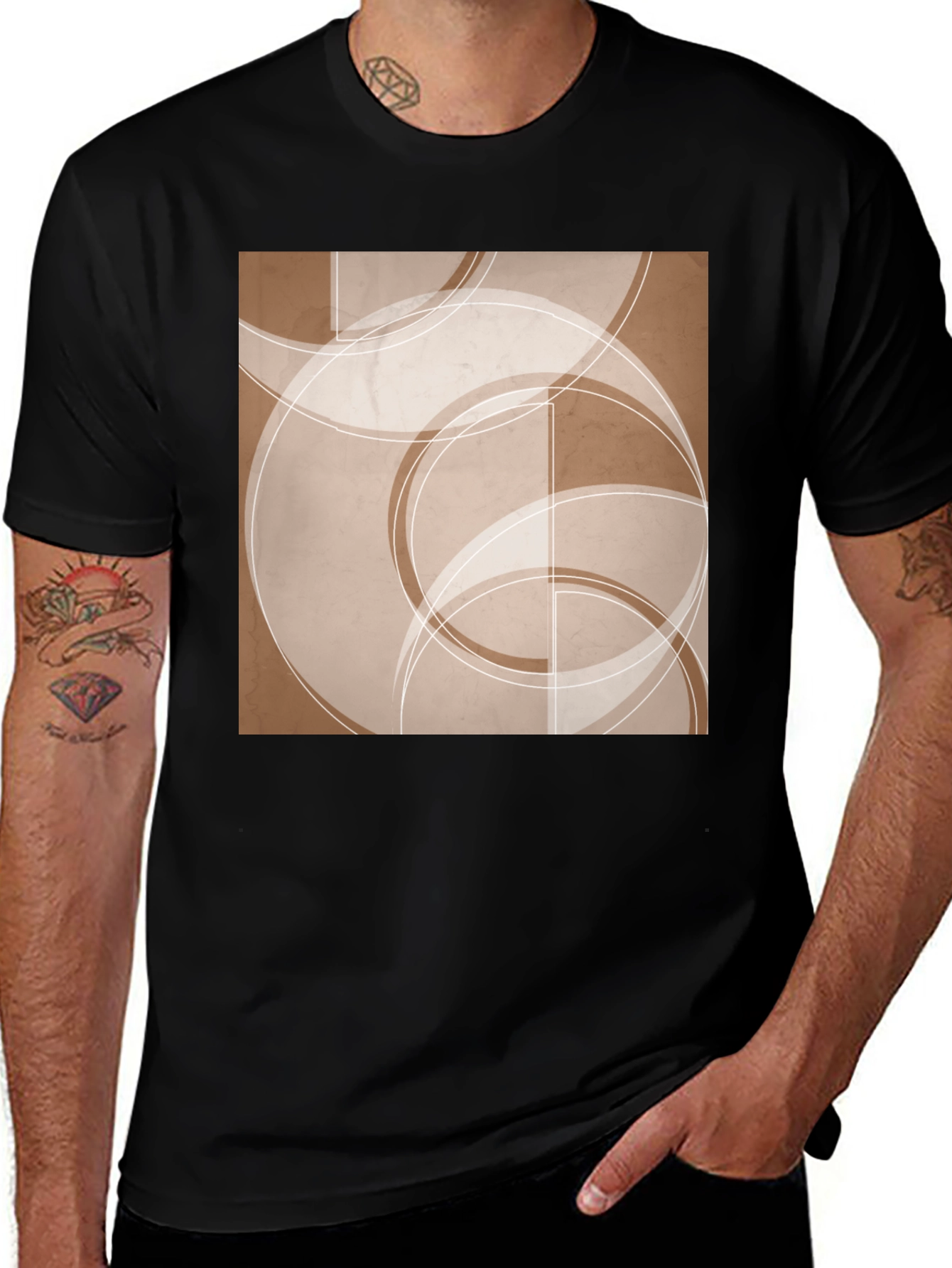 Abstract Circles Graphic Tee - Modern Casual Style