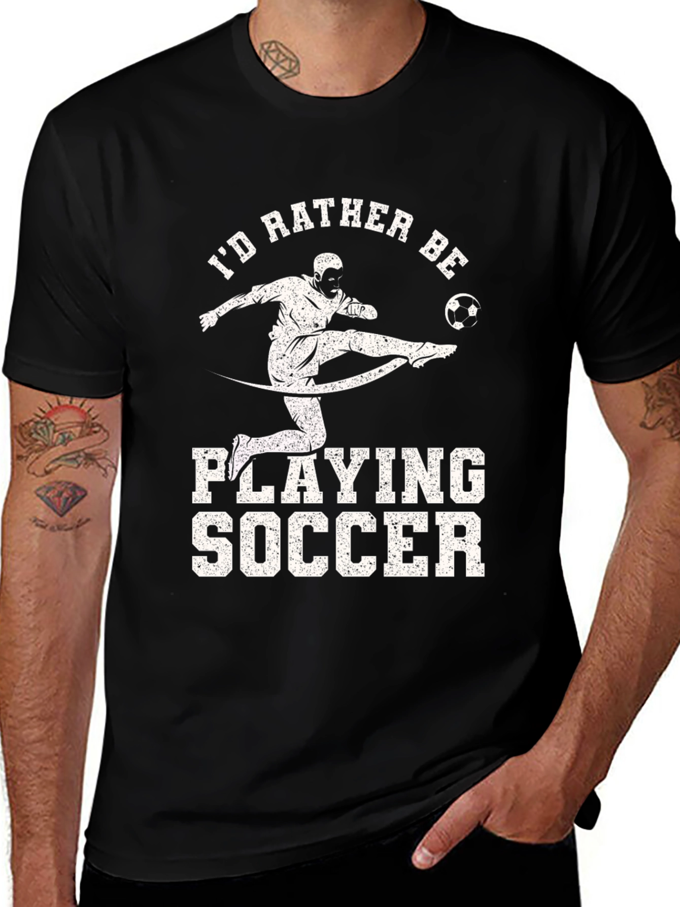 Variant 5 of Soccer Player Graphic Tee - I'd Rather Be Playing Soccer T-Shirt