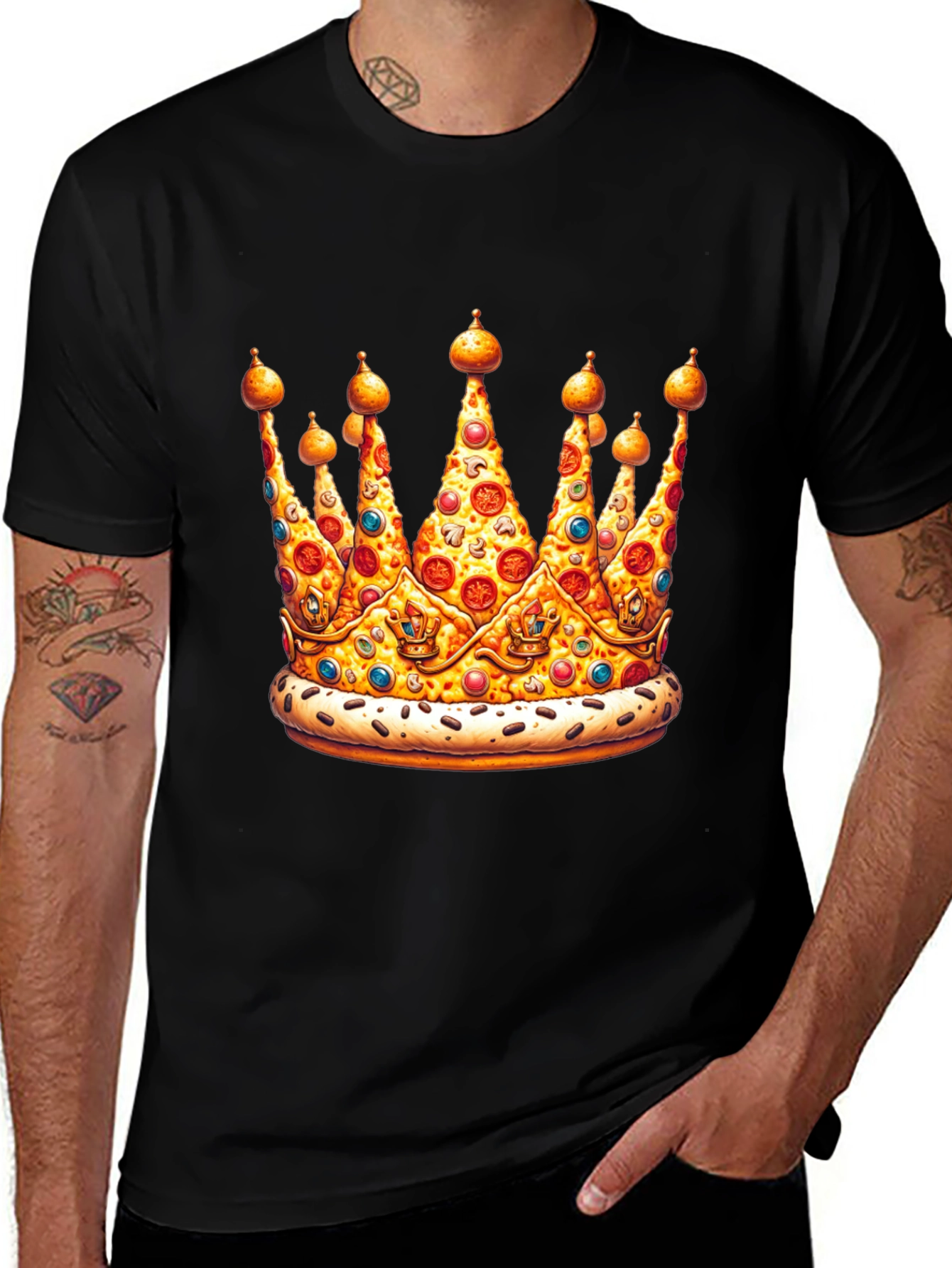 Variant 10 of Pizza Crown Graphic Tee - Foodie Fashion