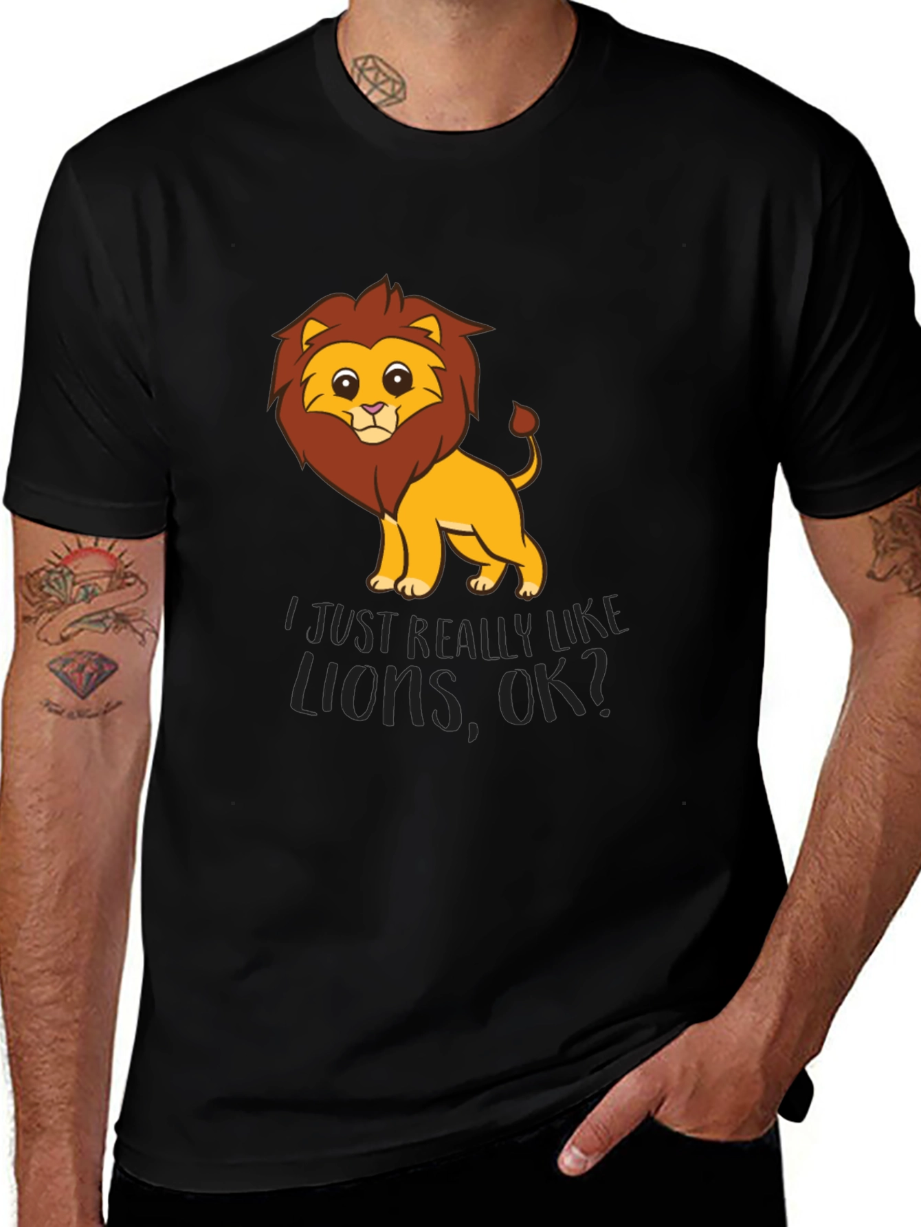 Variant 9 of Cute Cartoon Lion T-Shirt - I Just Really Like Lions, OK?