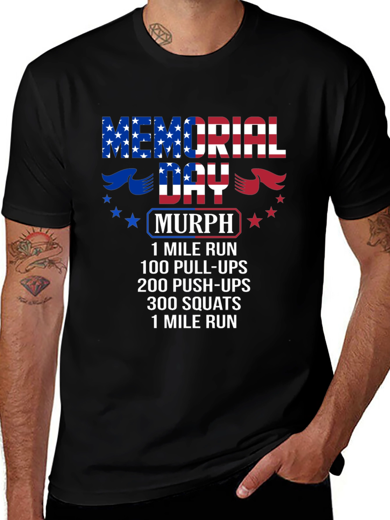 Memorial Day Murph Workout Black T-Shirt
