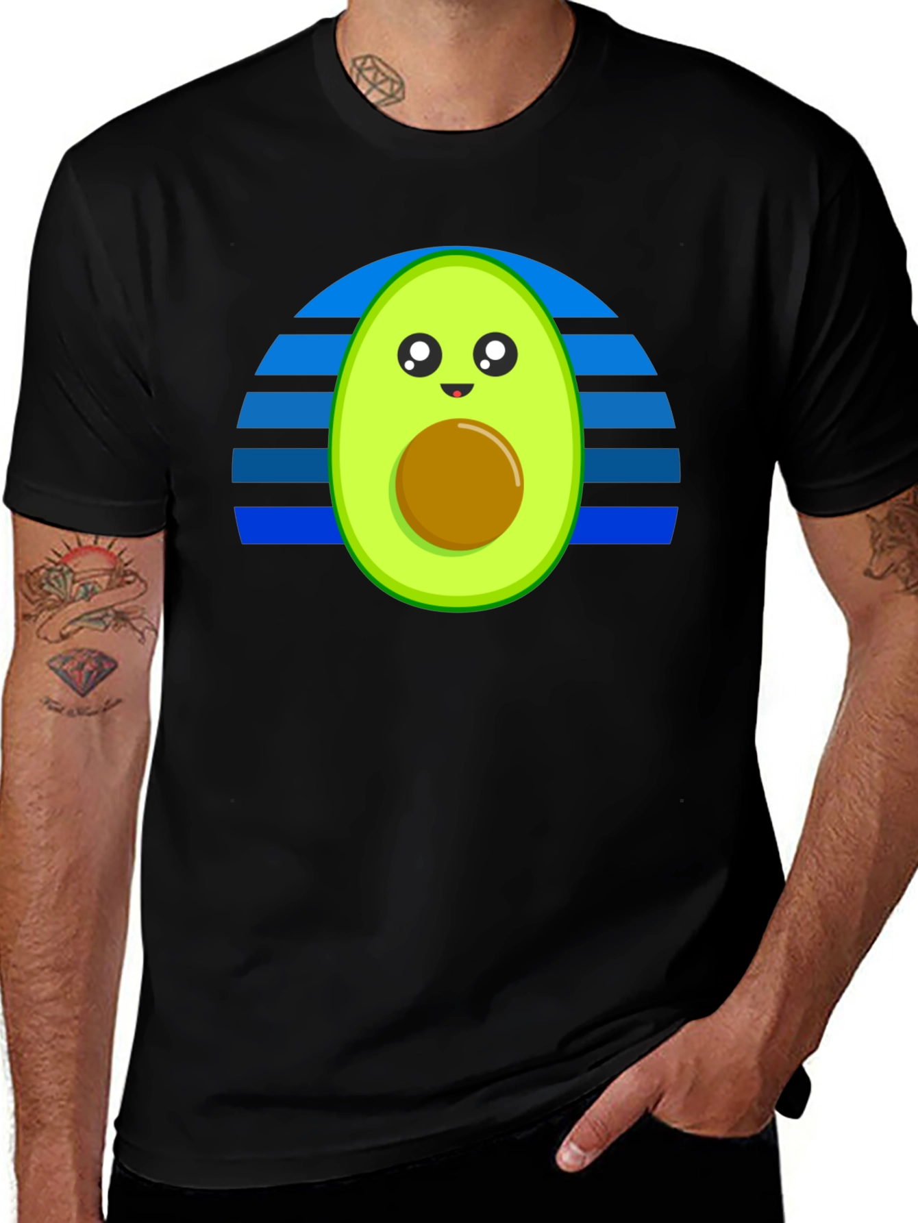 Variant 28 of Cute Avocado Sunset T-Shirt - Unisex Black Tee