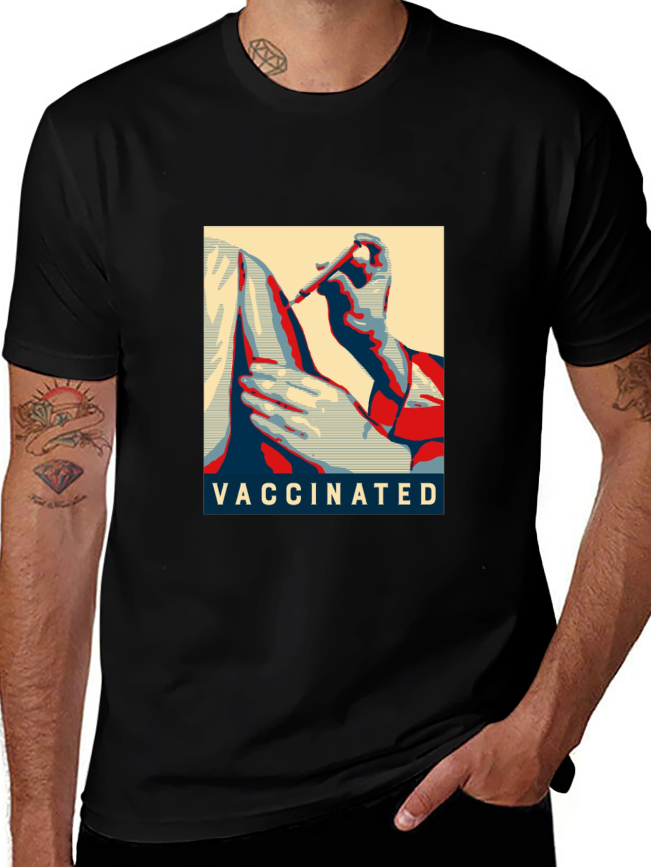 Variant 21 of Vaccinated Graphic T-Shirt - Black Cotton Blend